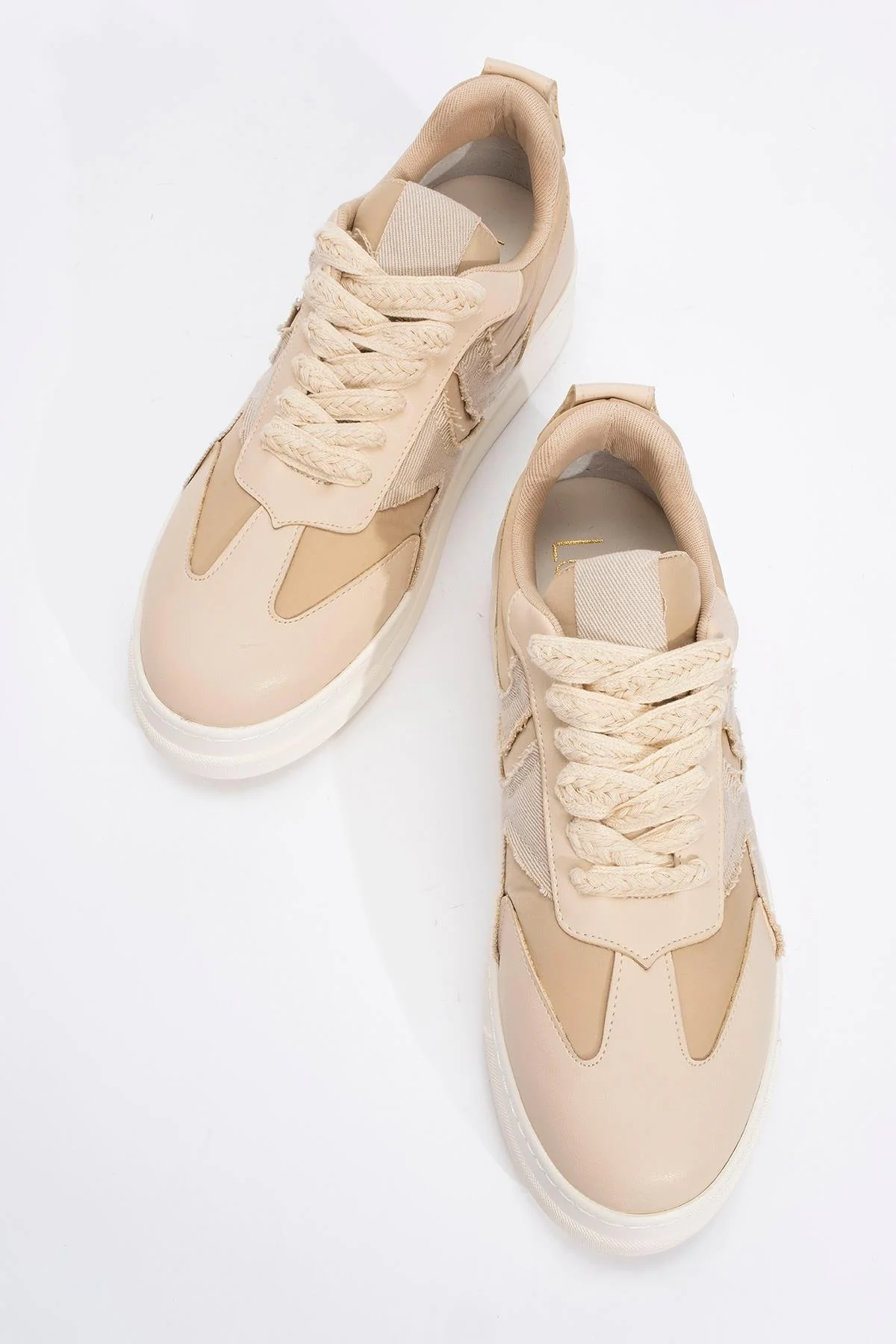 Sande - Beige Denim Detailed Sport Sneakers (Women) - Image 2