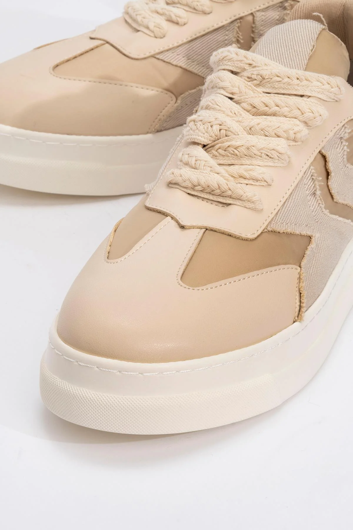 Sande - Beige Denim Detailed Sport Sneakers (Women) - Image 3
