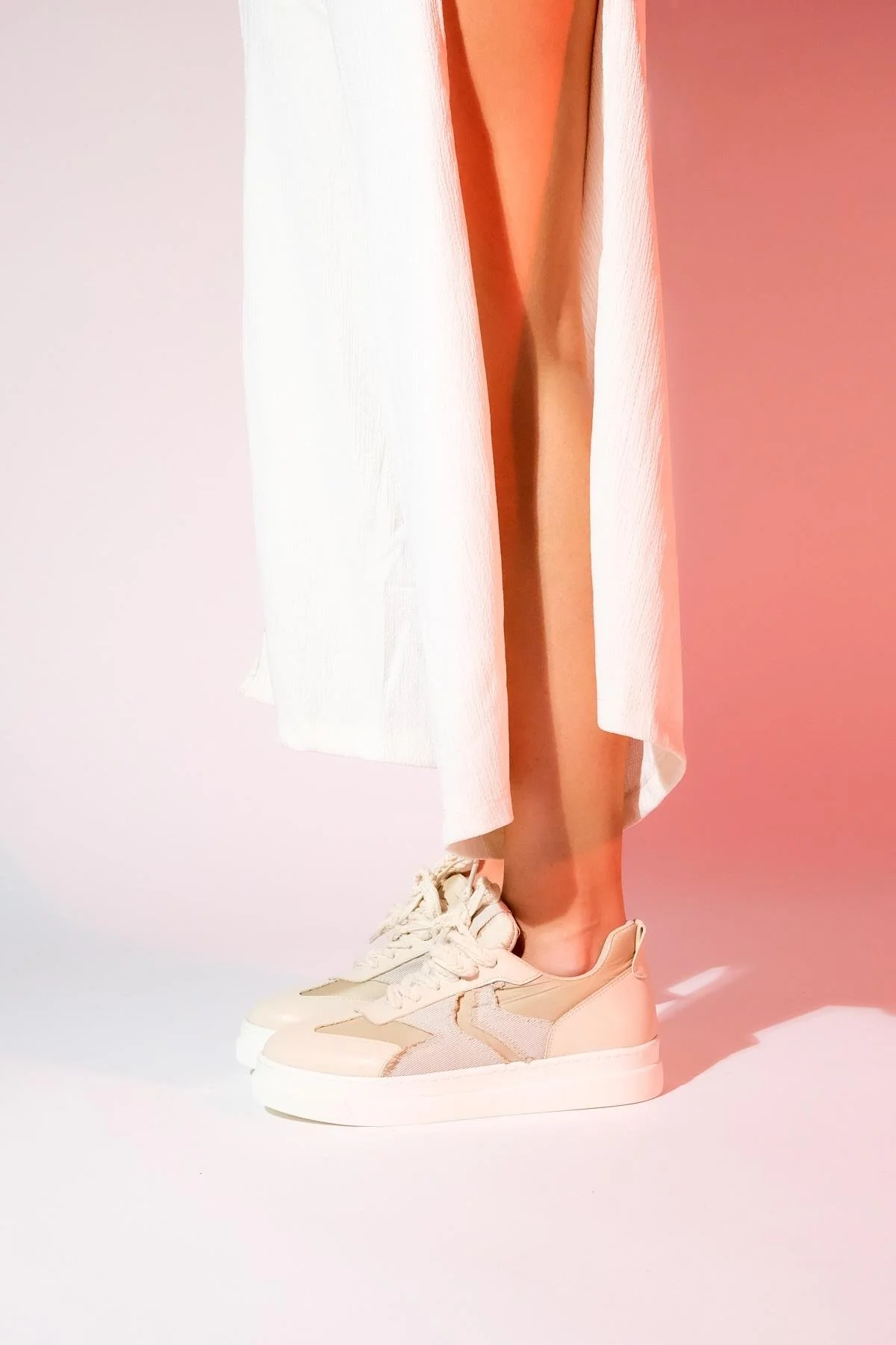 Sande - Beige Denim Detailed Sport Sneakers (Women) - Image 8