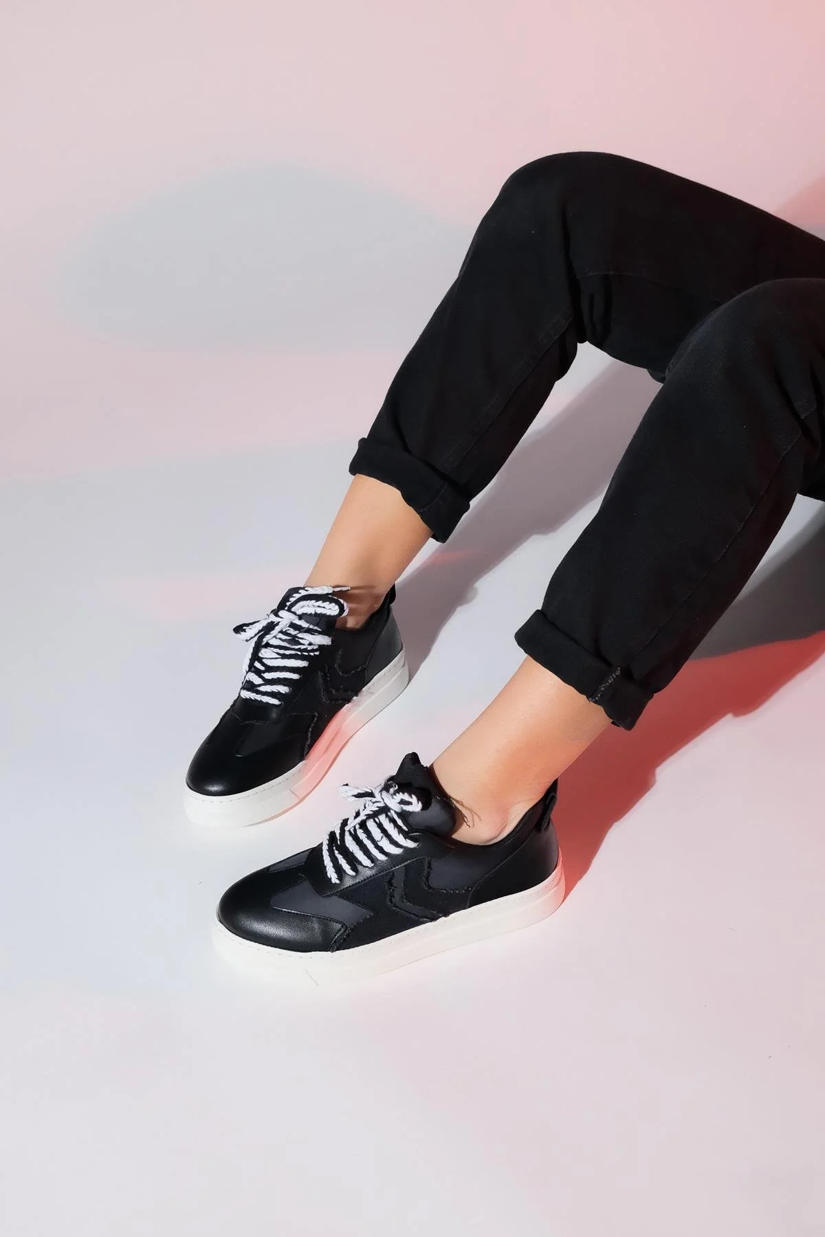 Sande - Black Denim Detail Sport Sneaker (Women) - Image 3