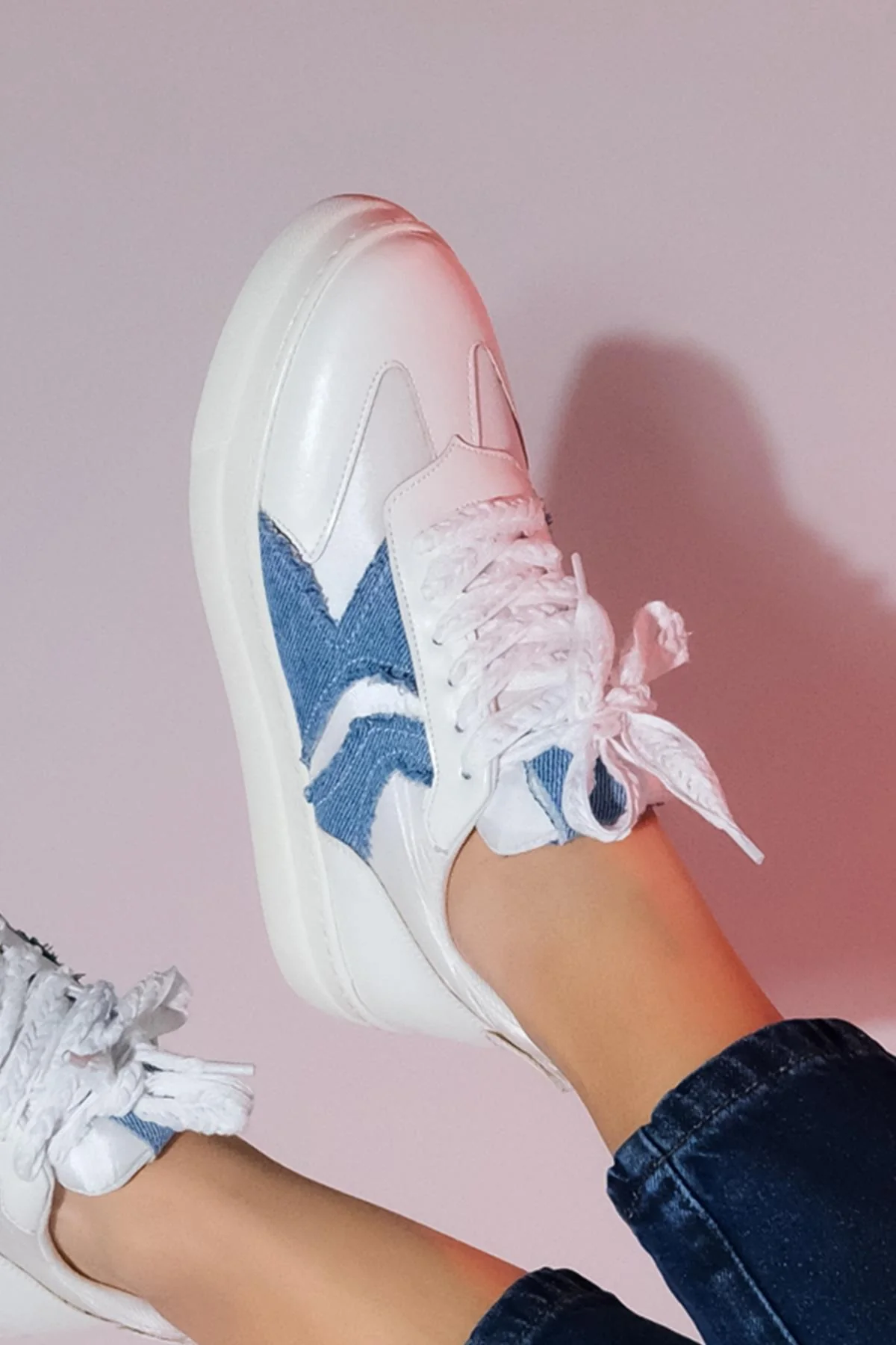 Sande - White Denim Detail Sport Sneaker (Women) - Image 5