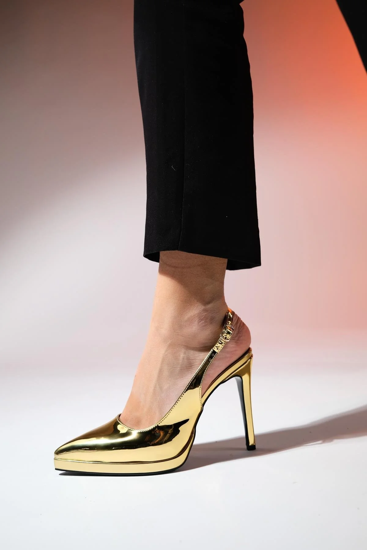 Santa - Gold Metallic Pointed Toe Platform High Heel Shoe (Women) - Image 3