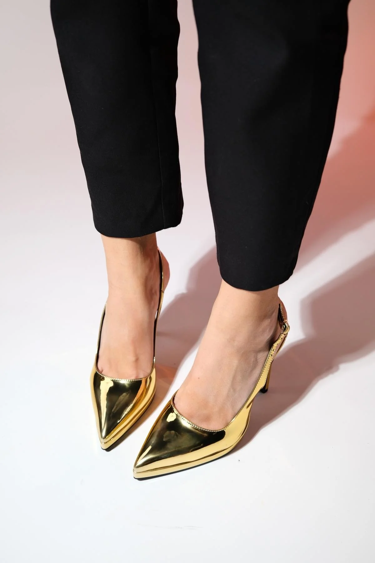 Santa - Gold Metallic Pointed Toe Platform High Heel Shoe (Women) - Image 6