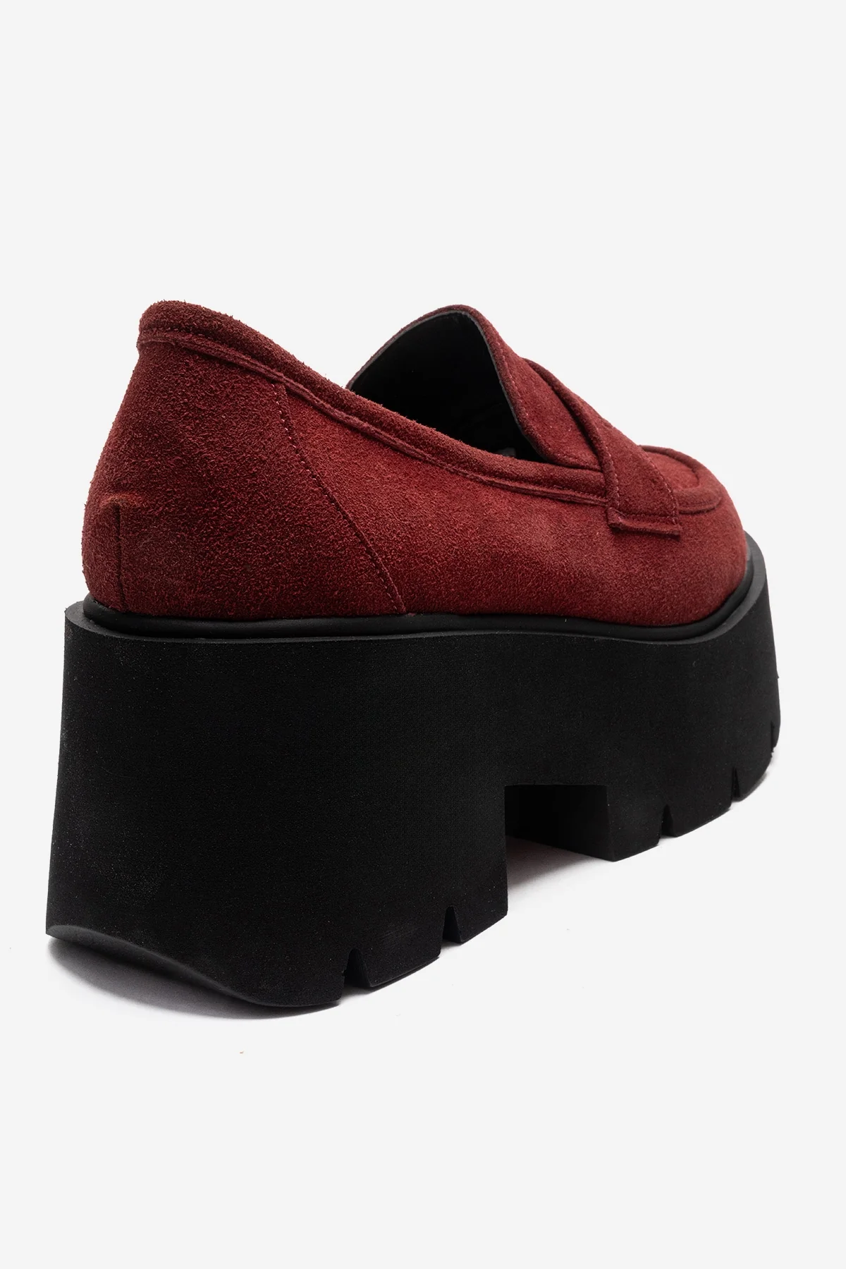 SANTIA - Burgundy Genuine Leather Chunky Platform Loafer (Women) - Image 5