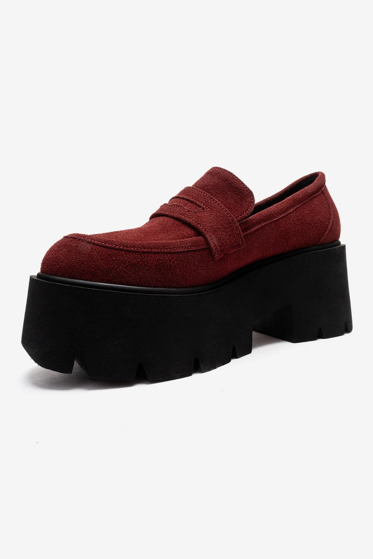 SANTIA - Burgundy Genuine Leather Chunky Platform Loafer (Women) - Image 6