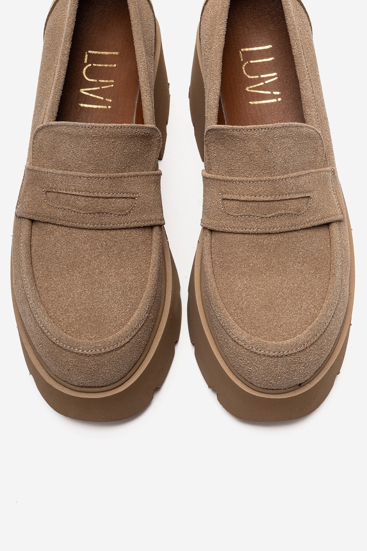 SANTIA - Camel Suede Chunky Platform Loafer (Women) - Image 2