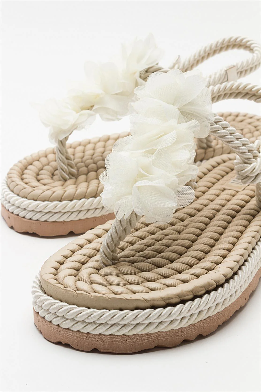 SANTRA Beige Lace-Up Thong Sandals (Women) - Image 4