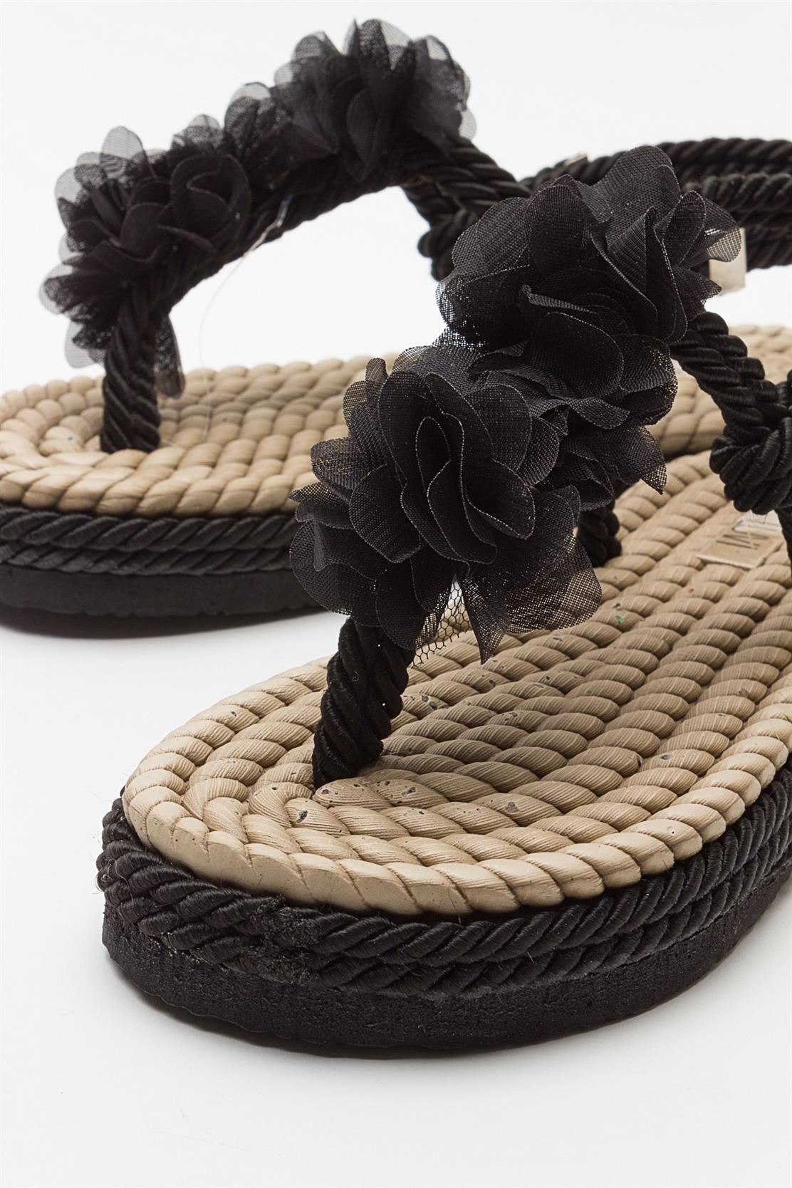SANTRA Black Lace-Up Thong Sandals (Women) - Image 5