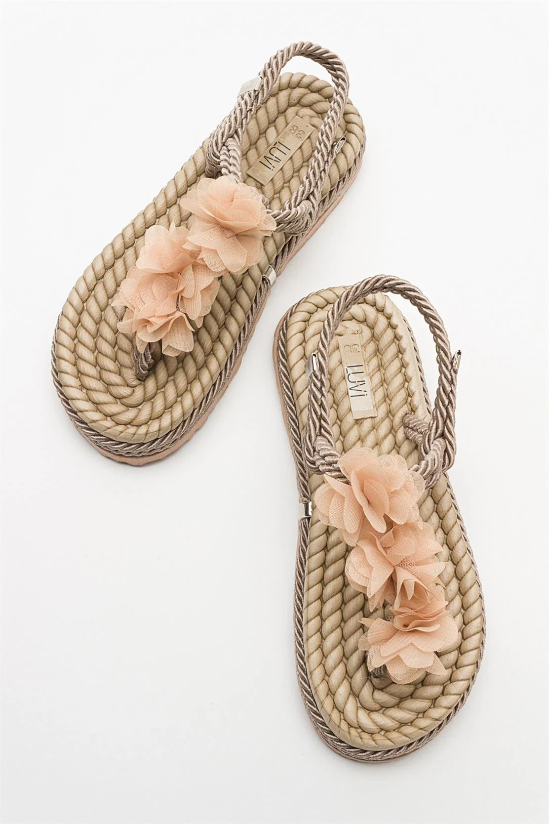 SANTRA Dark Beige Lace-Up Thong Sandals (Women) - Image 2