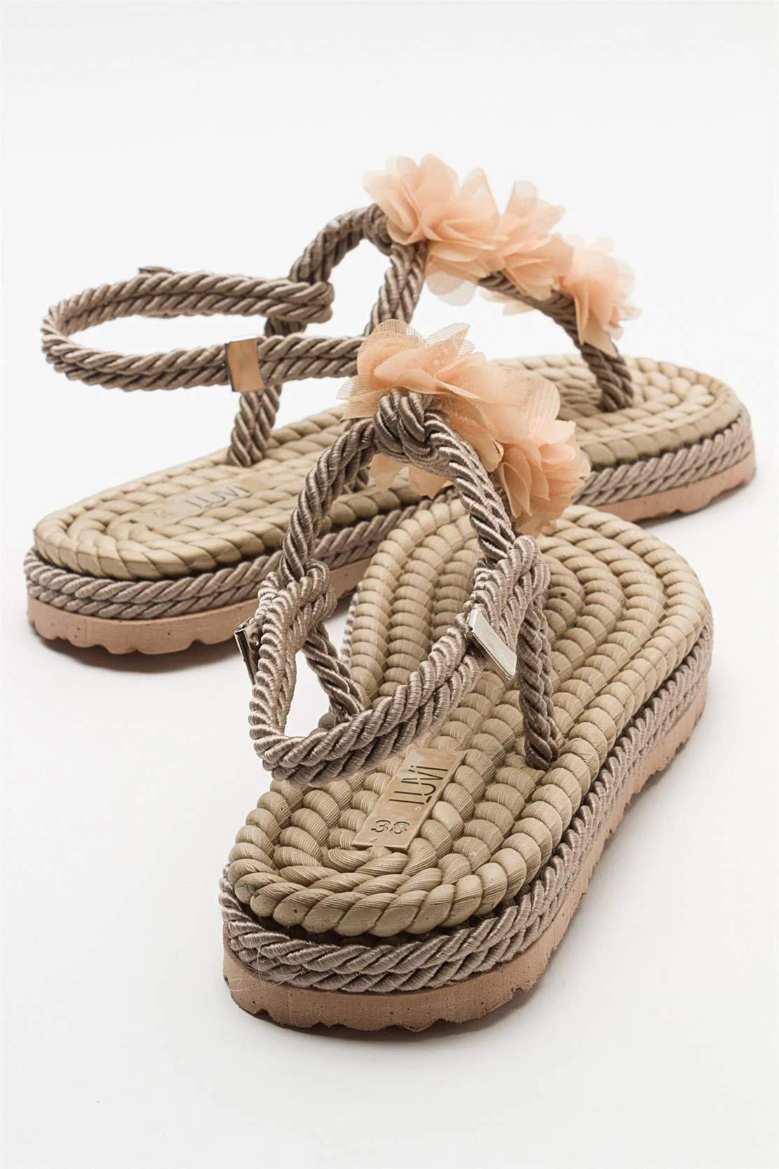 SANTRA Dark Beige Lace-Up Thong Sandals (Women) - Image 4