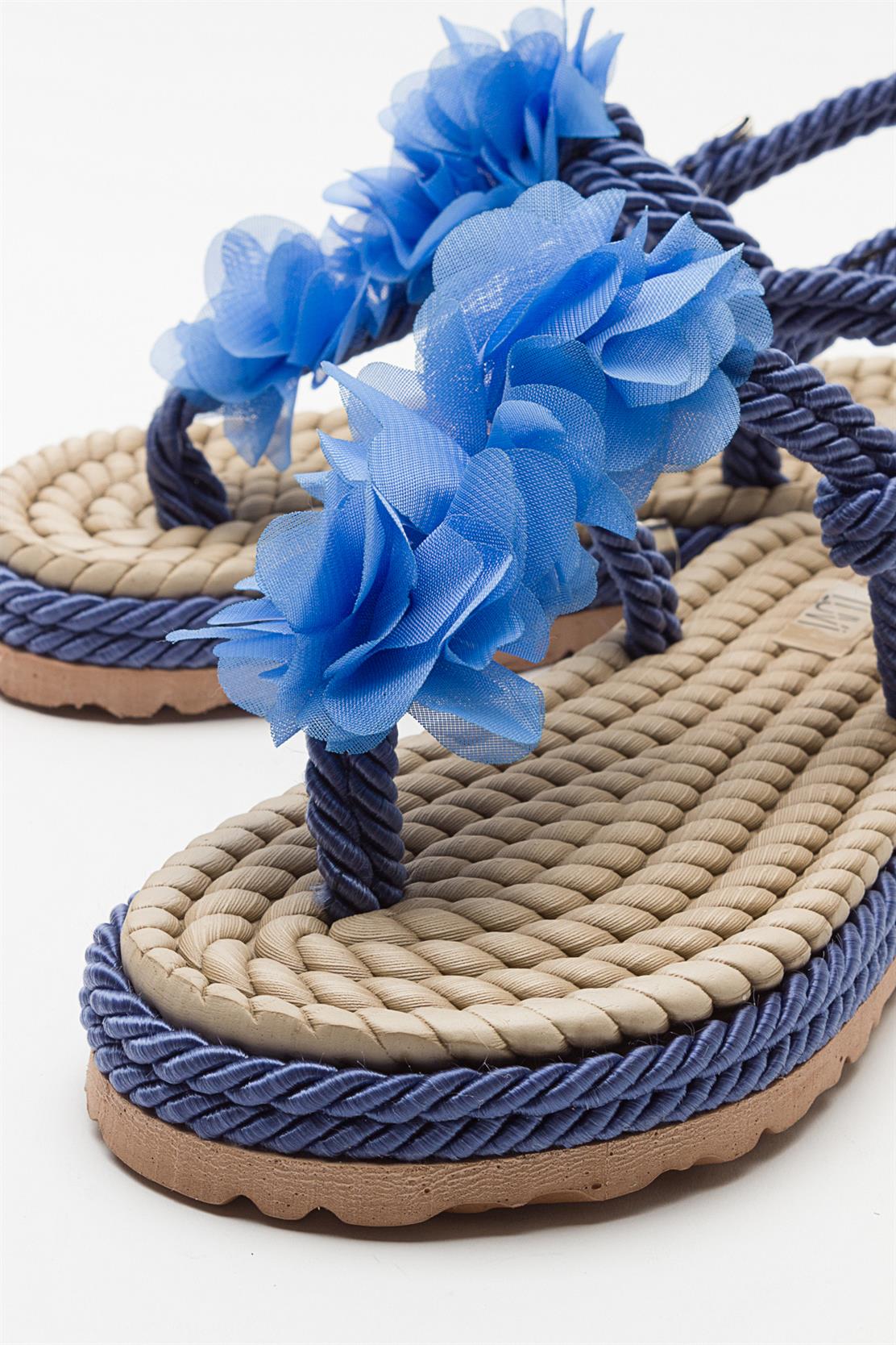 SANTRA Navy Lace-Up Thong Sandals (Women) - Image 2