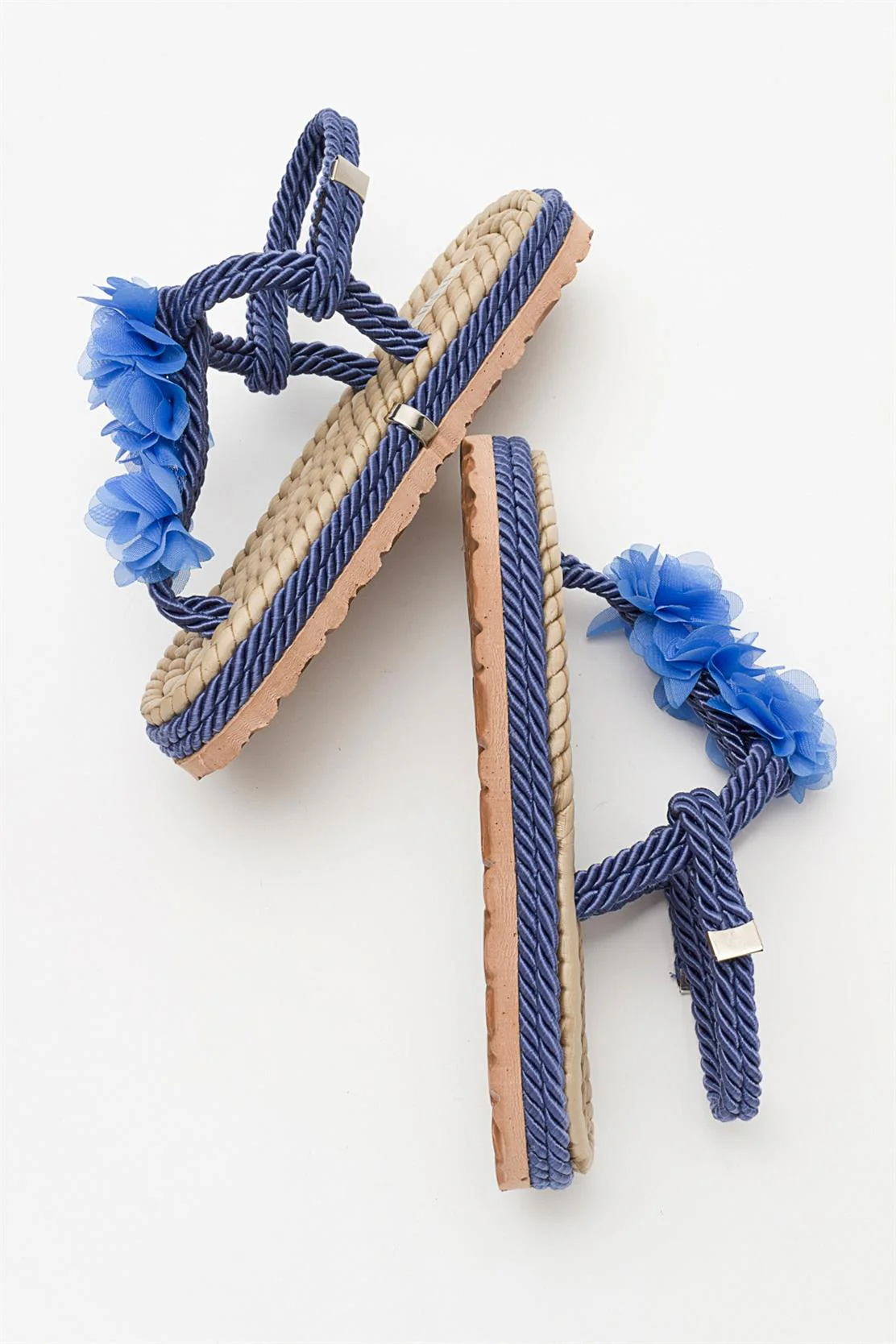 SANTRA Navy Lace-Up Thong Sandals (Women) - Image 4