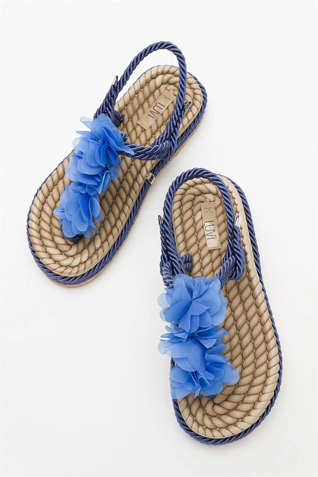 SANTRA Navy Lace-Up Thong Sandals (Women) - Image 5