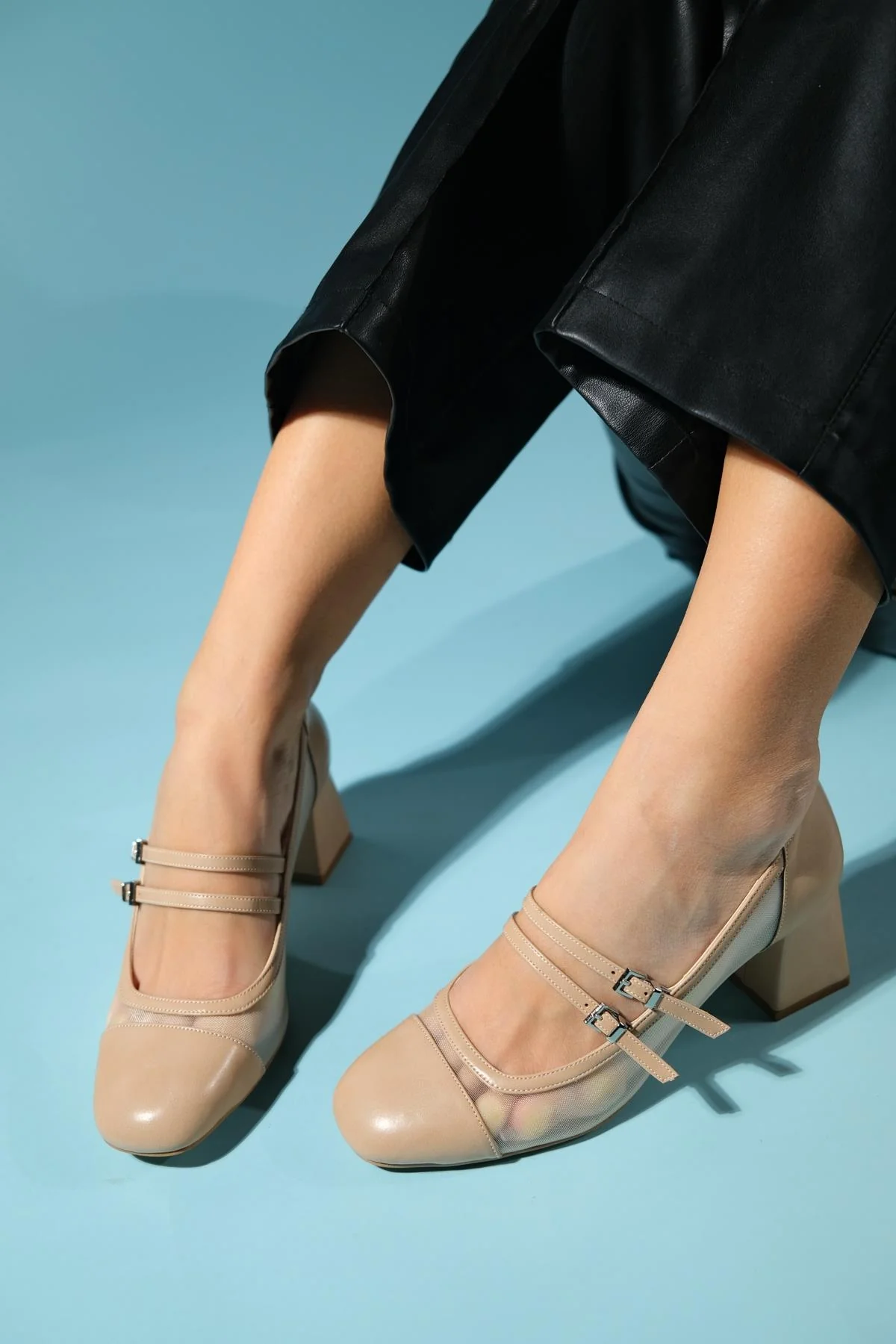 Scots - Beige Block Heel Shoe (Women) - Image 2