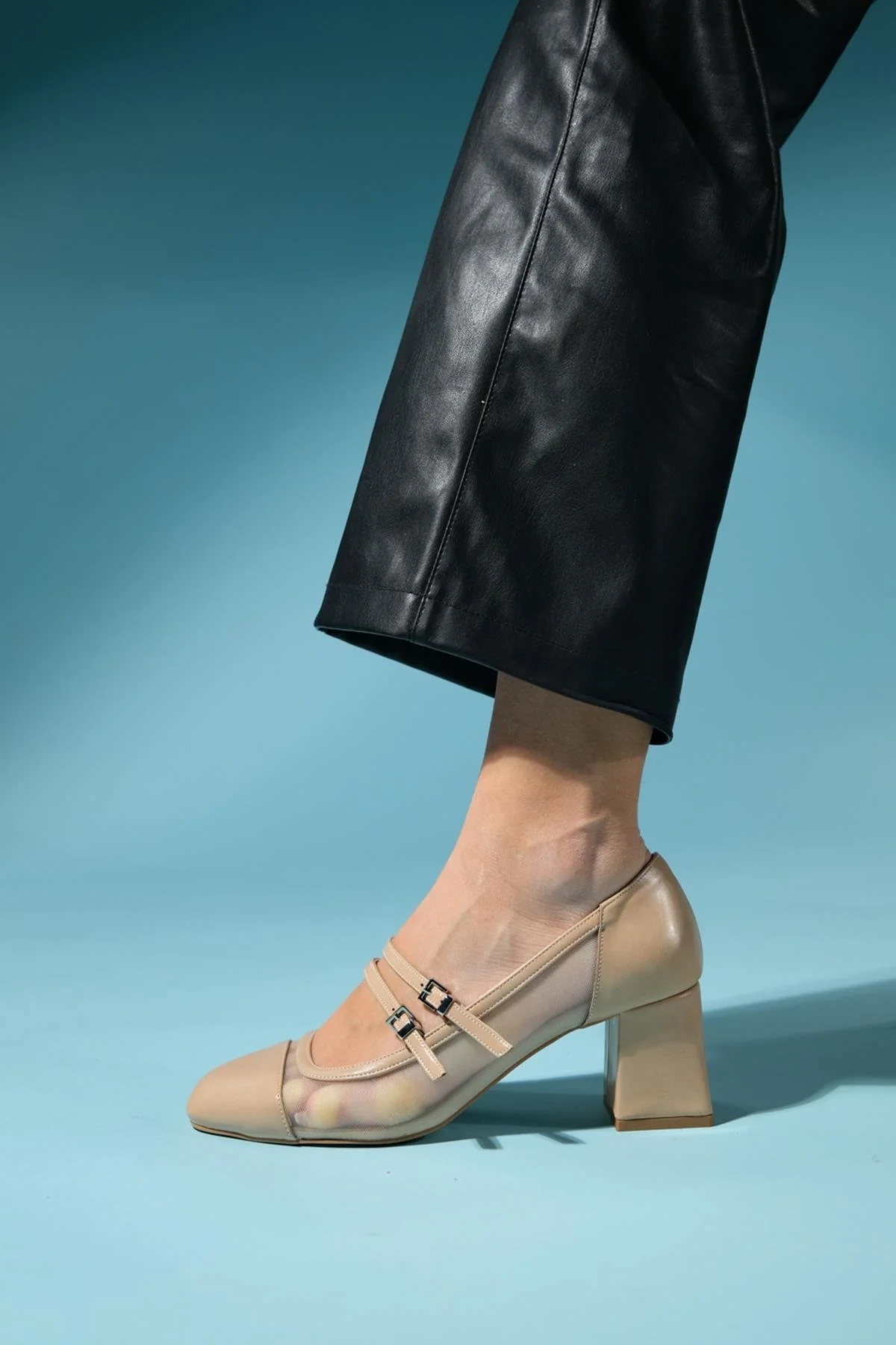 Scots - Beige Block Heel Shoe (Women) - Image 3