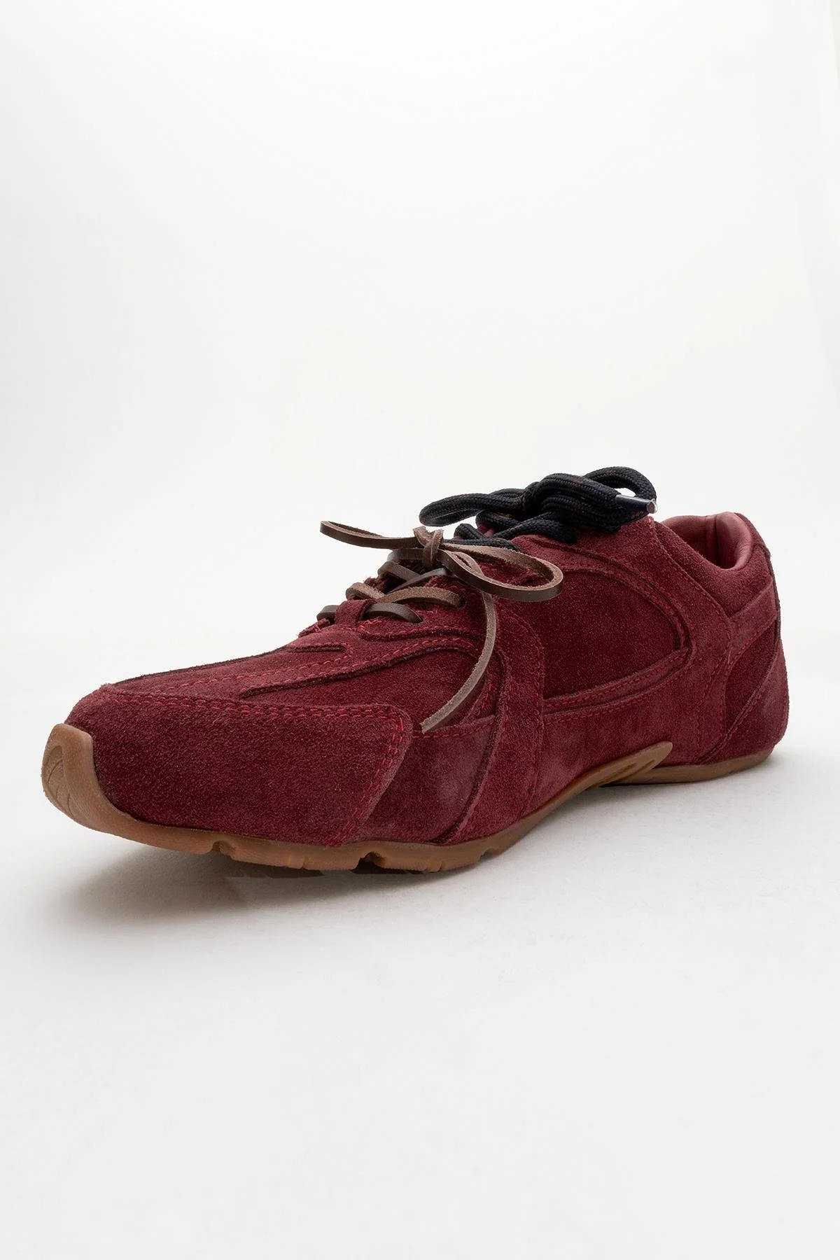 Selena - Burdungy Suede Leather Sneakers (Women) - Image 3
