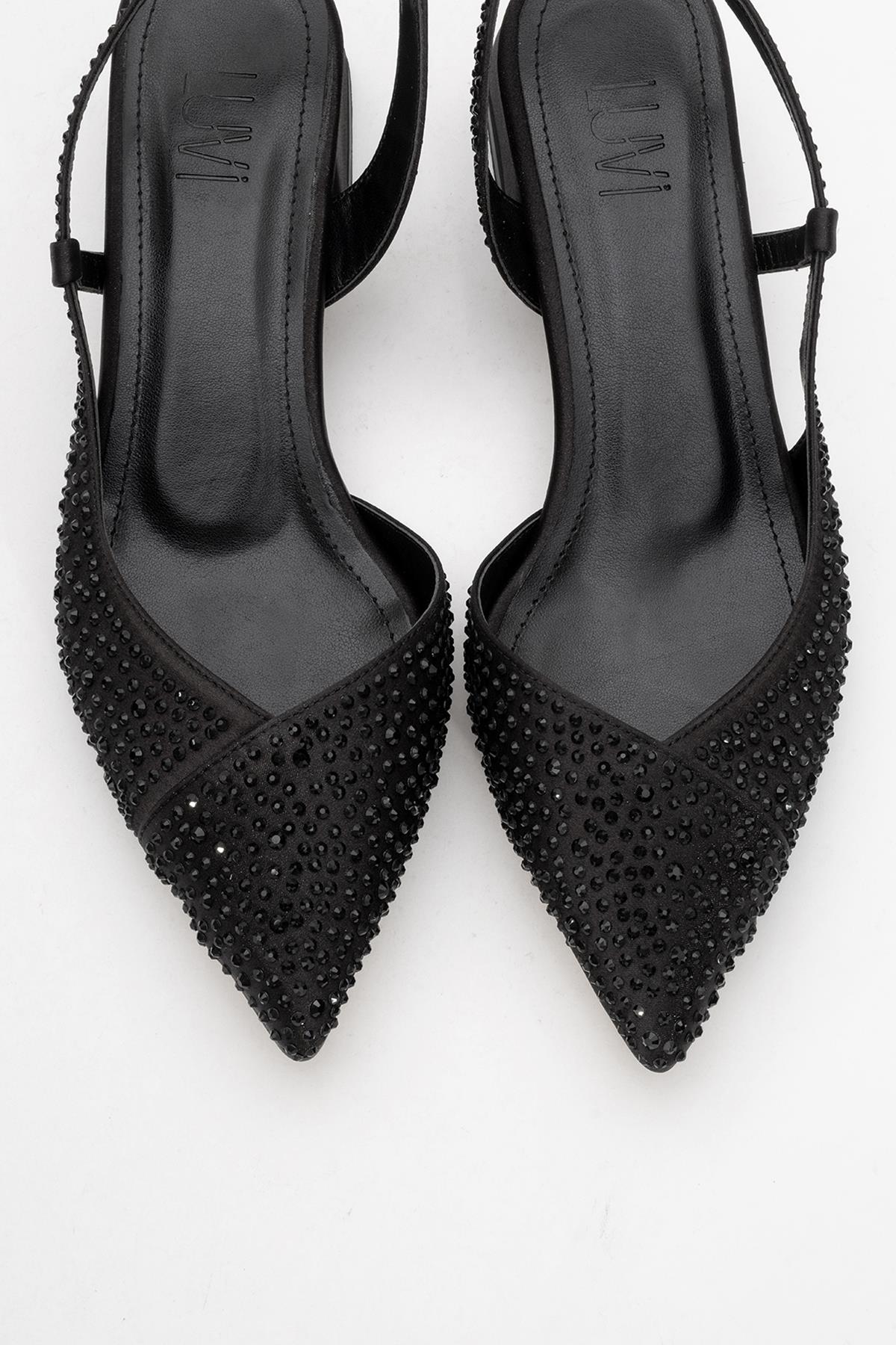 Sella - Black Jeweled Low Heel Shoe (Women) - Image 2