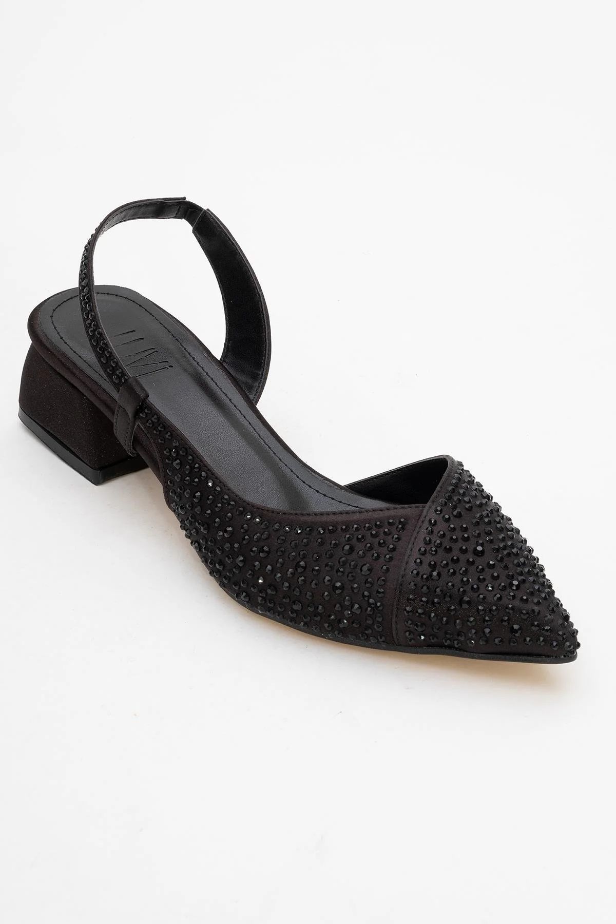 Sella - Black Jeweled Low Heel Shoe (Women) - Image 3