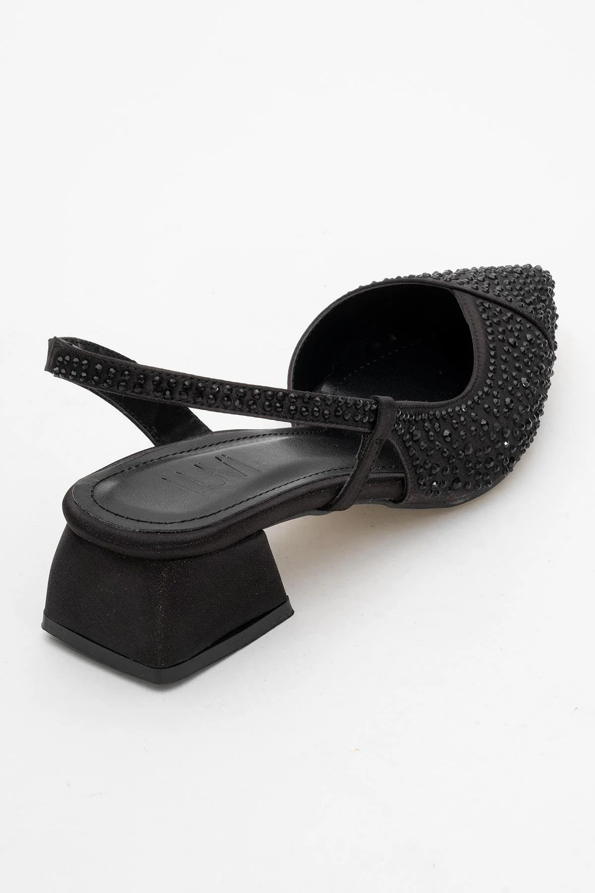 Sella - Black Jeweled Low Heel Shoe (Women) - Image 5