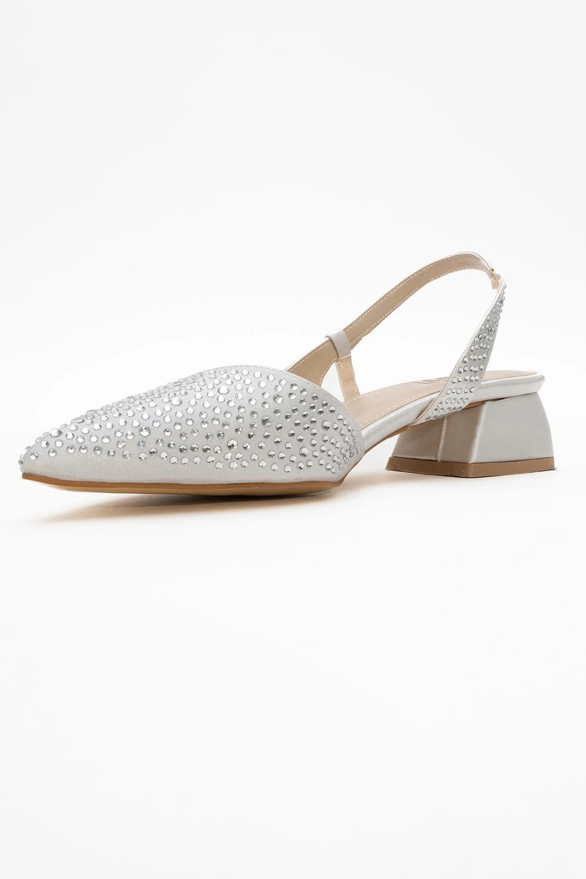 Sella - Silver Jeweled Low Heel Shoe (Women) - Image 4