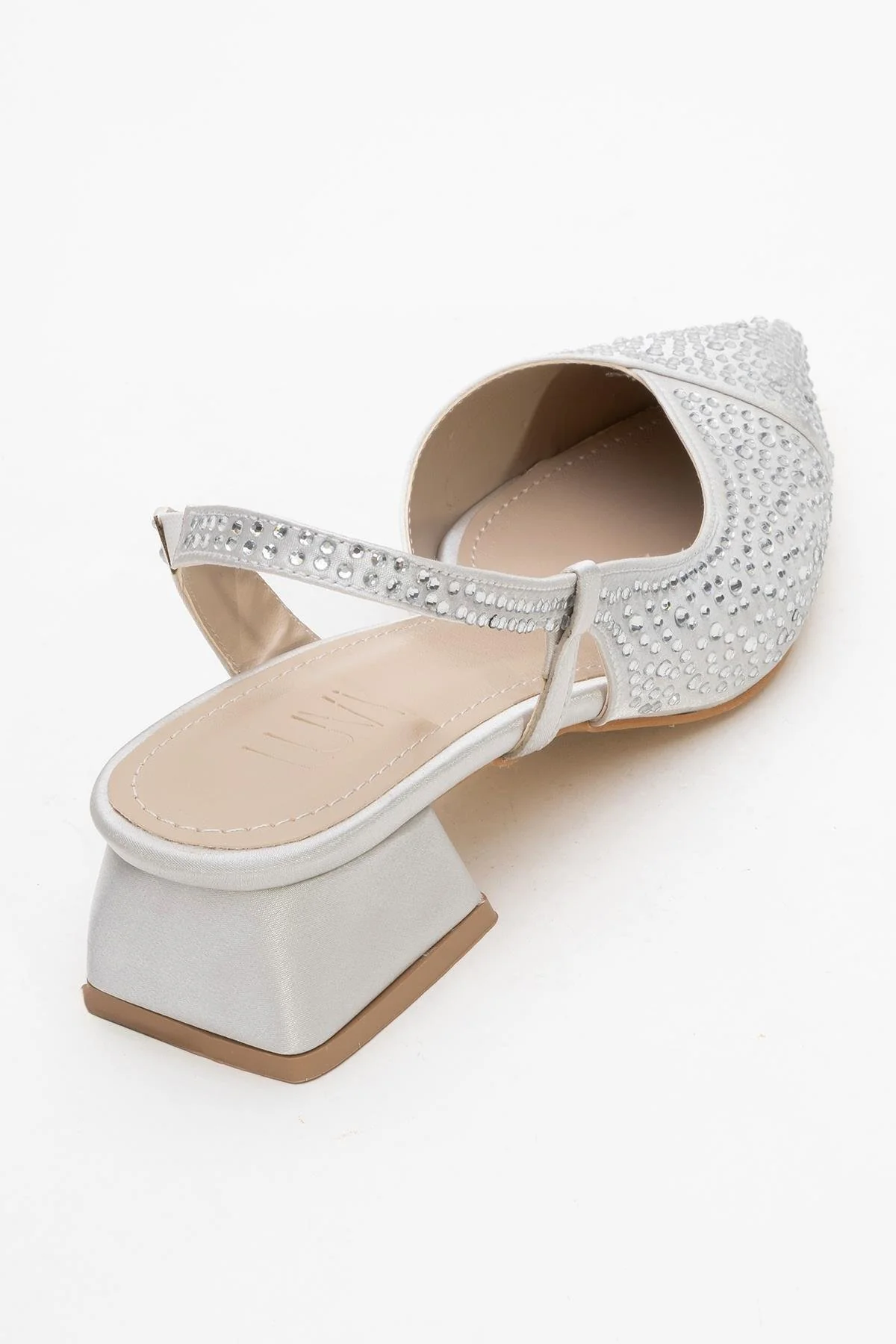 Sella - Silver Jeweled Low Heel Shoe (Women) - Image 5