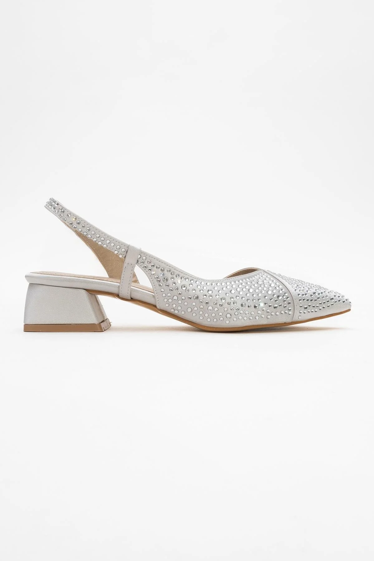 Sella - Silver Jeweled Low Heel Shoe (Women) - Image 6