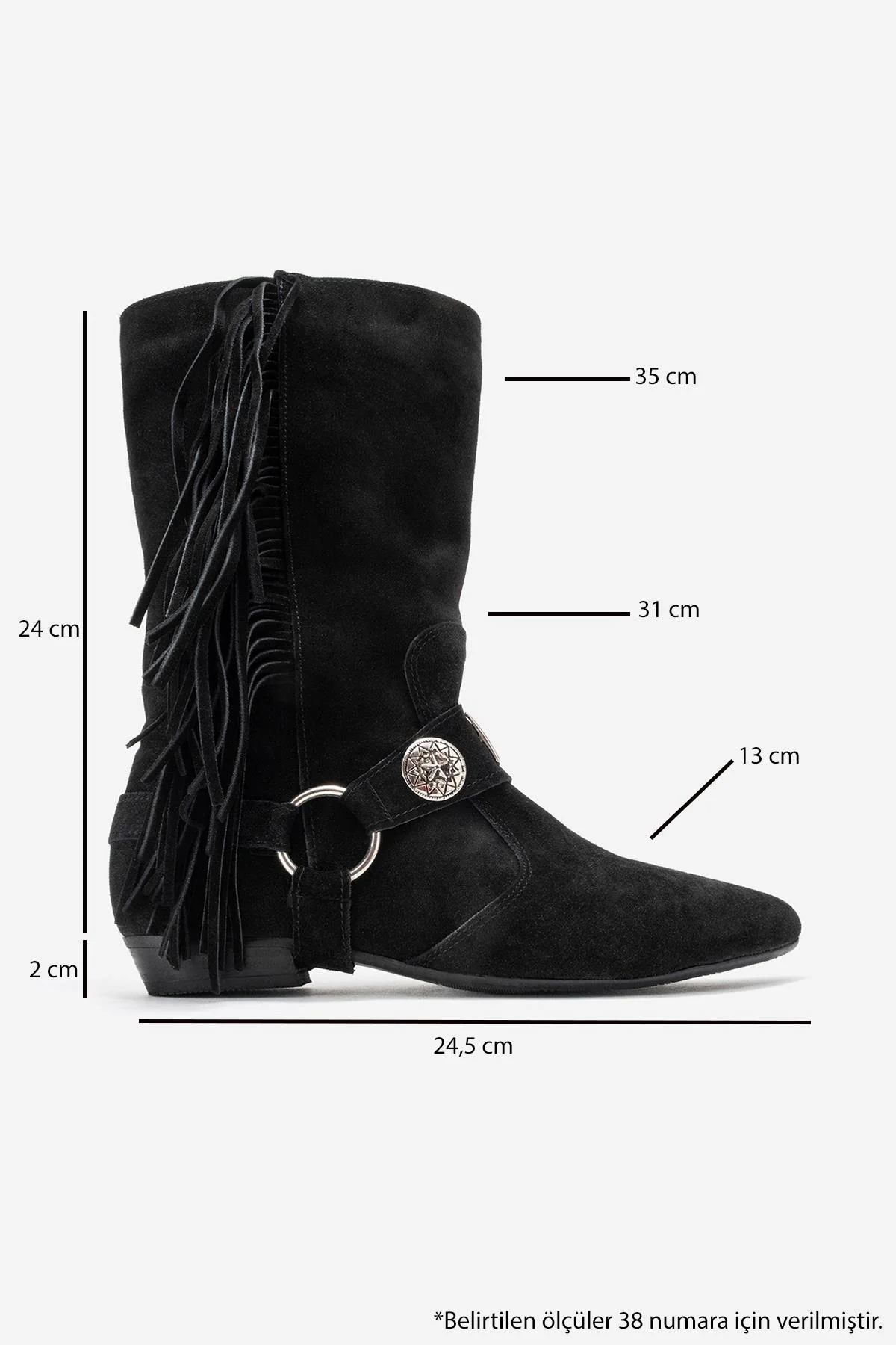 Selora - Black Genuine Leather Buckled Western Boot (Women) - Image 6
