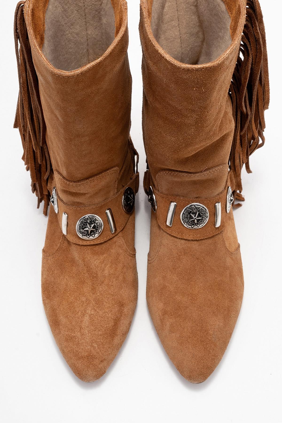 Selora - Cognac Suede Genuine Leather Western Boot (Women) - Image 2