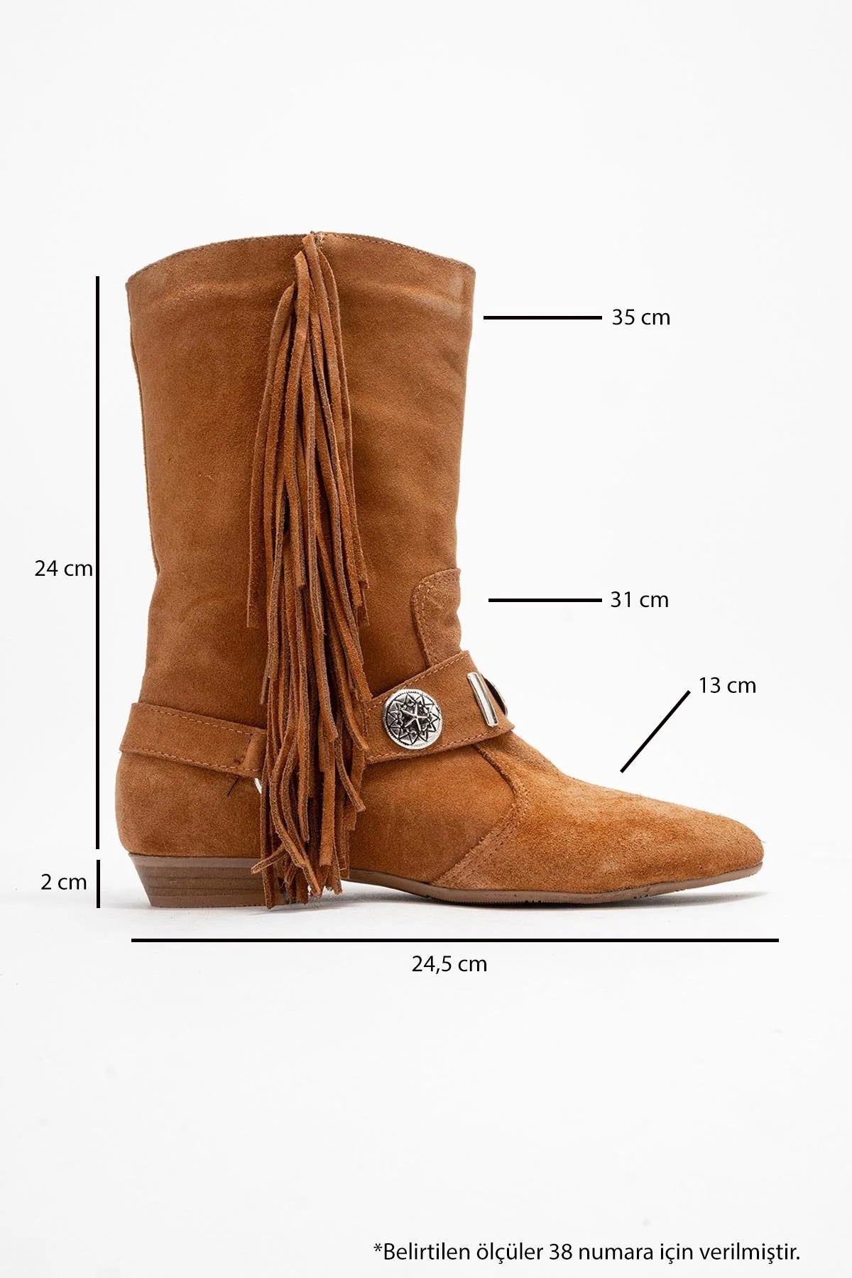 Selora - Cognac Suede Genuine Leather Western Boot (Women) - Image 6