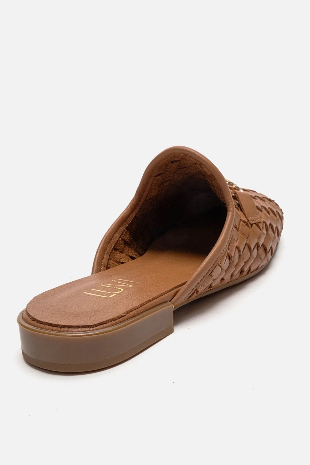 SENIA - Cognac Genuine Leather Buckle Front Closed Mule (Women) - Image 5