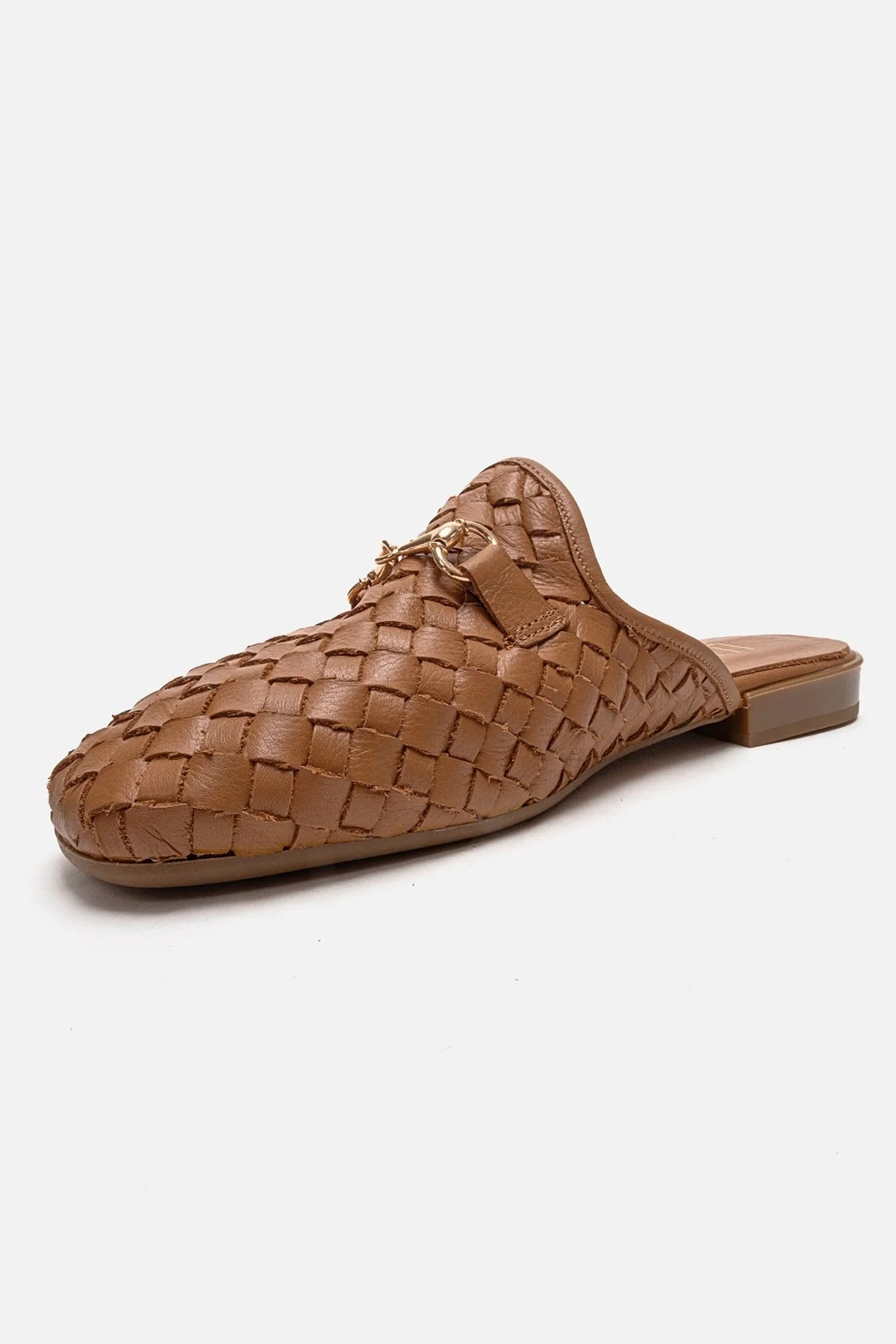 SENIA - Cognac Genuine Leather Buckle Front Closed Mule (Women) - Image 6