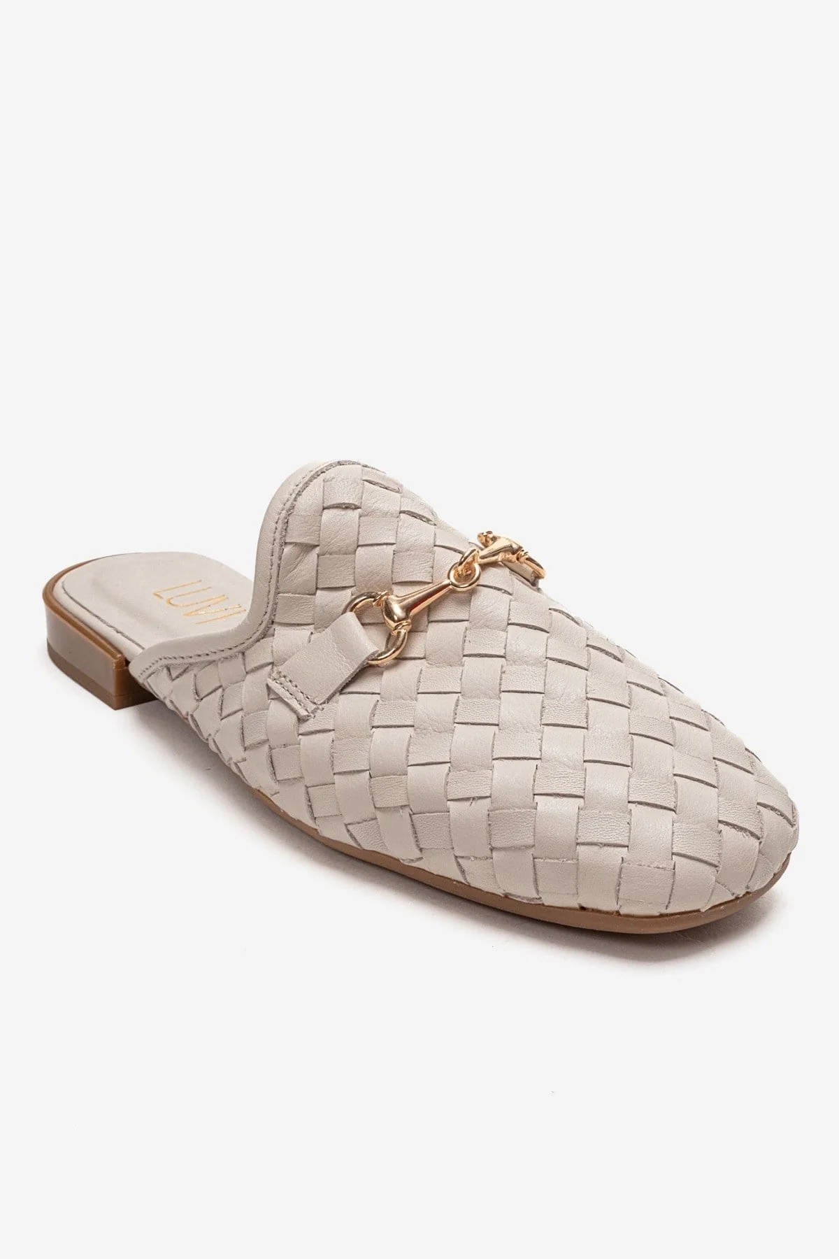 SENIA - Off-White Genuine Leather Buckle Front Closed Mule (Women) - Image 2