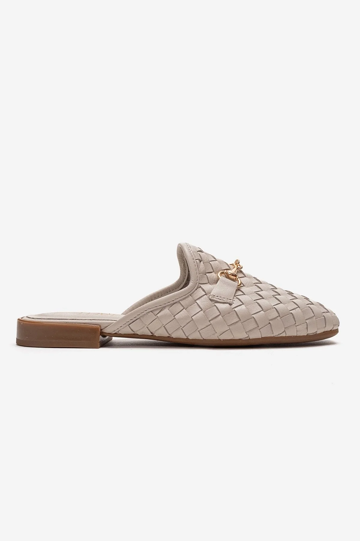 SENIA - Off-White Genuine Leather Buckle Front Closed Mule (Women) - Image 3