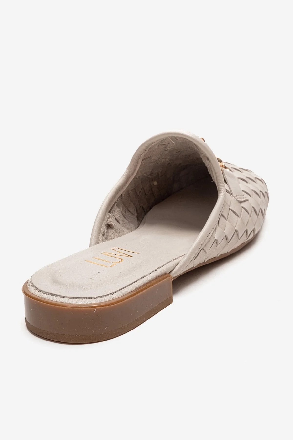SENIA - Off-White Genuine Leather Buckle Front Closed Mule (Women) - Image 4