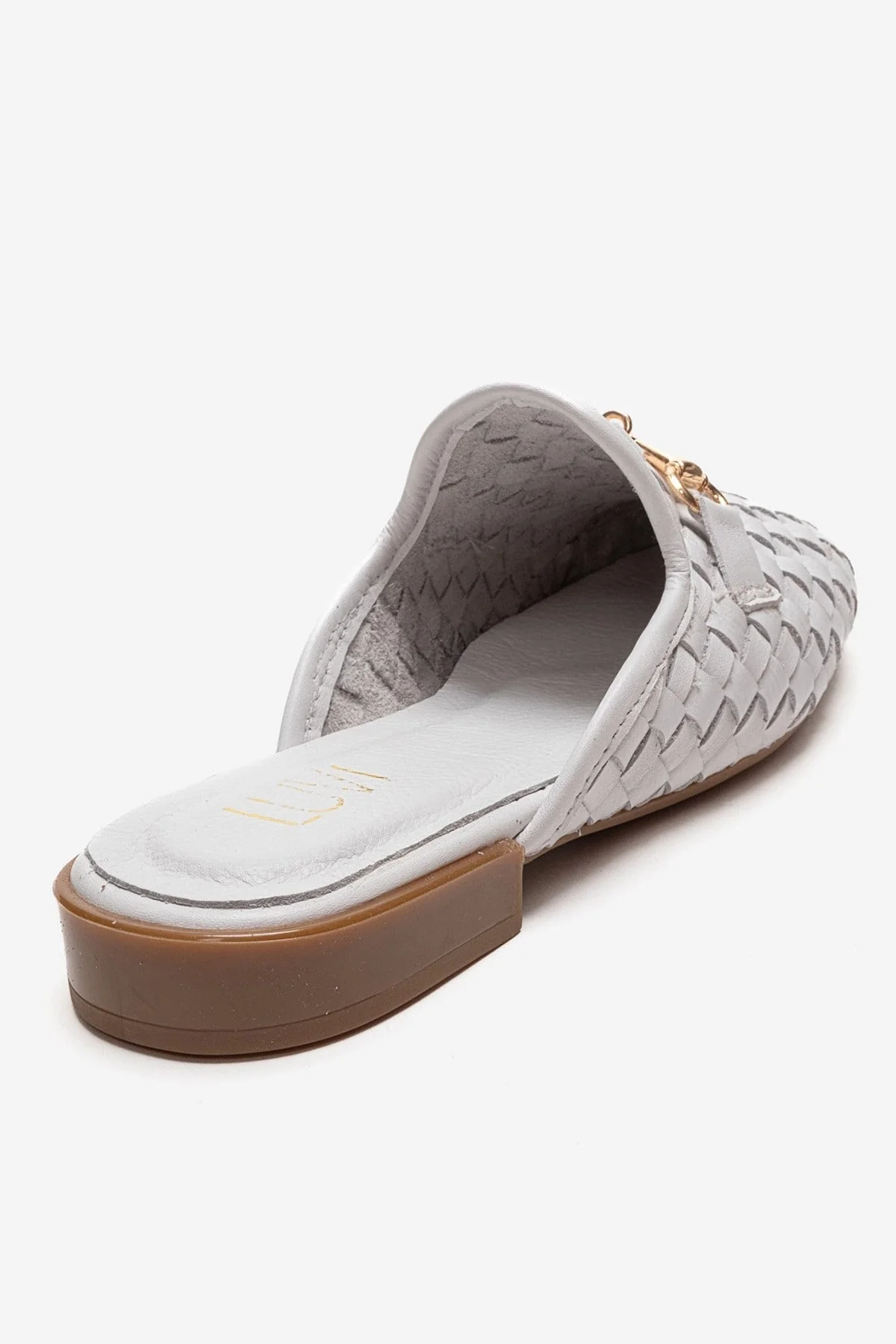 SENIA - White Genuine Leather Buckle Front Closed Mule (Women) - Image 5