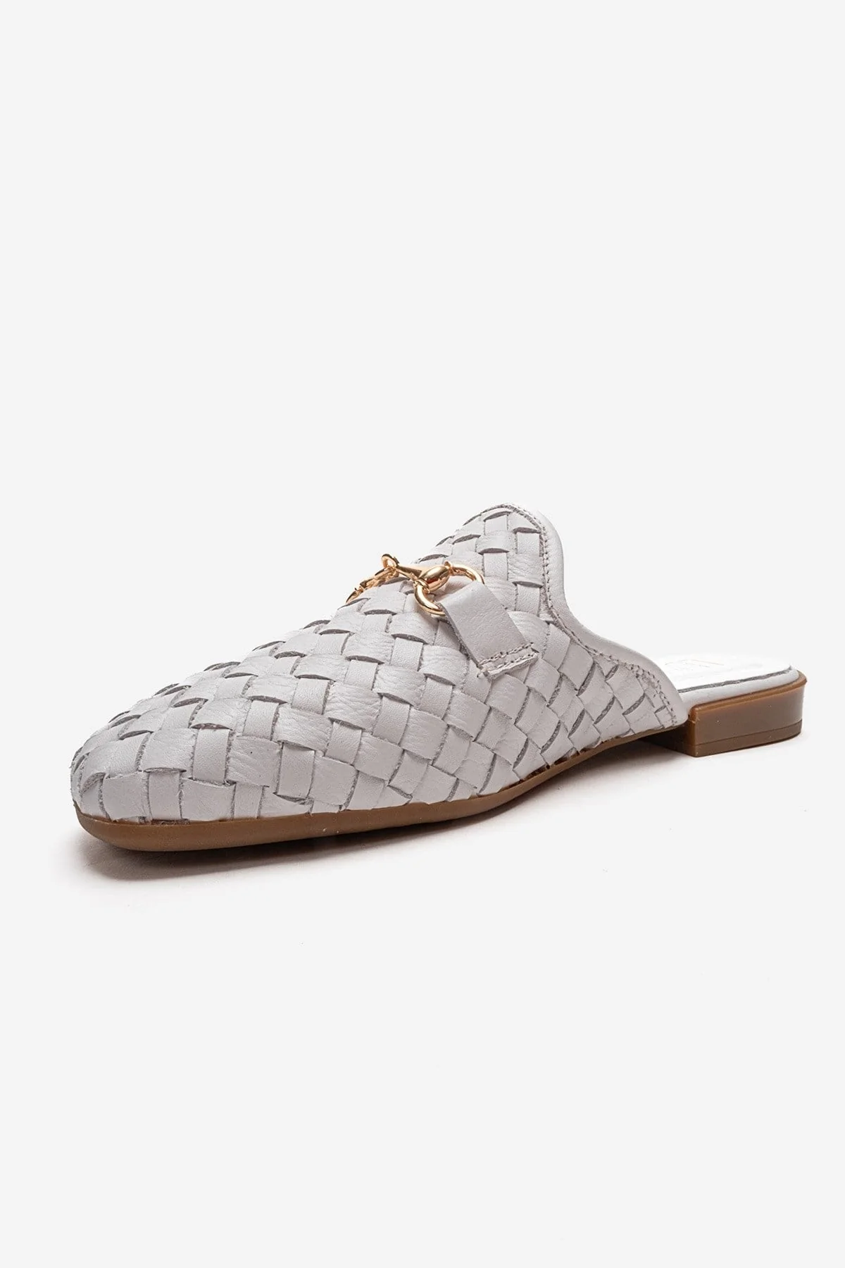 SENIA - White Genuine Leather Buckle Front Closed Mule (Women) - Image 6