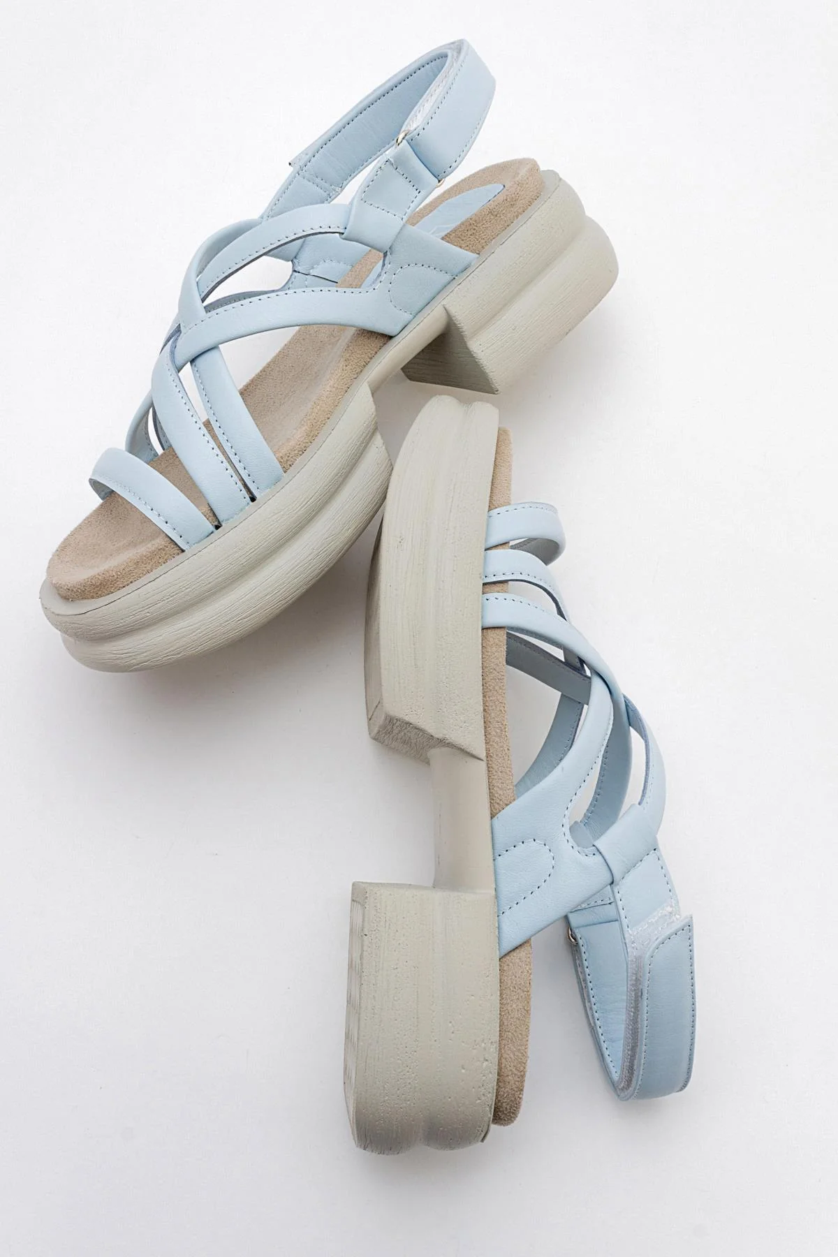 Senza - Baby Blue Genuine Leather Sandal (Women) - Image 3