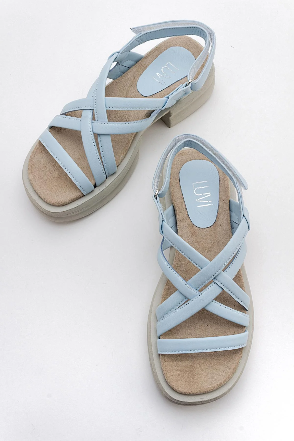 Senza - Baby Blue Genuine Leather Sandal (Women) - Image 4