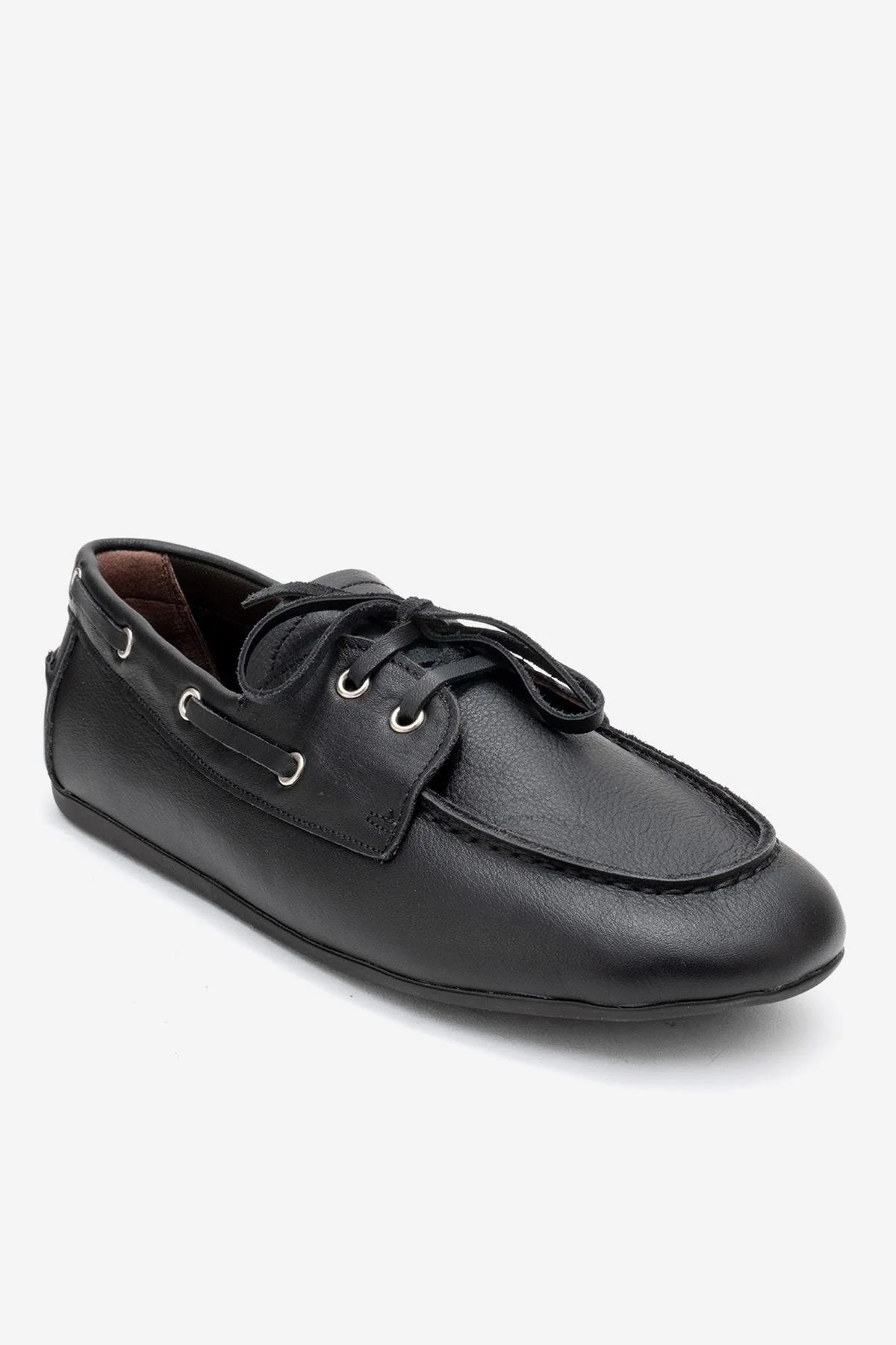 Serelis - Black Genuine Leather Lace-Up Loafer (Women) - Image 3
