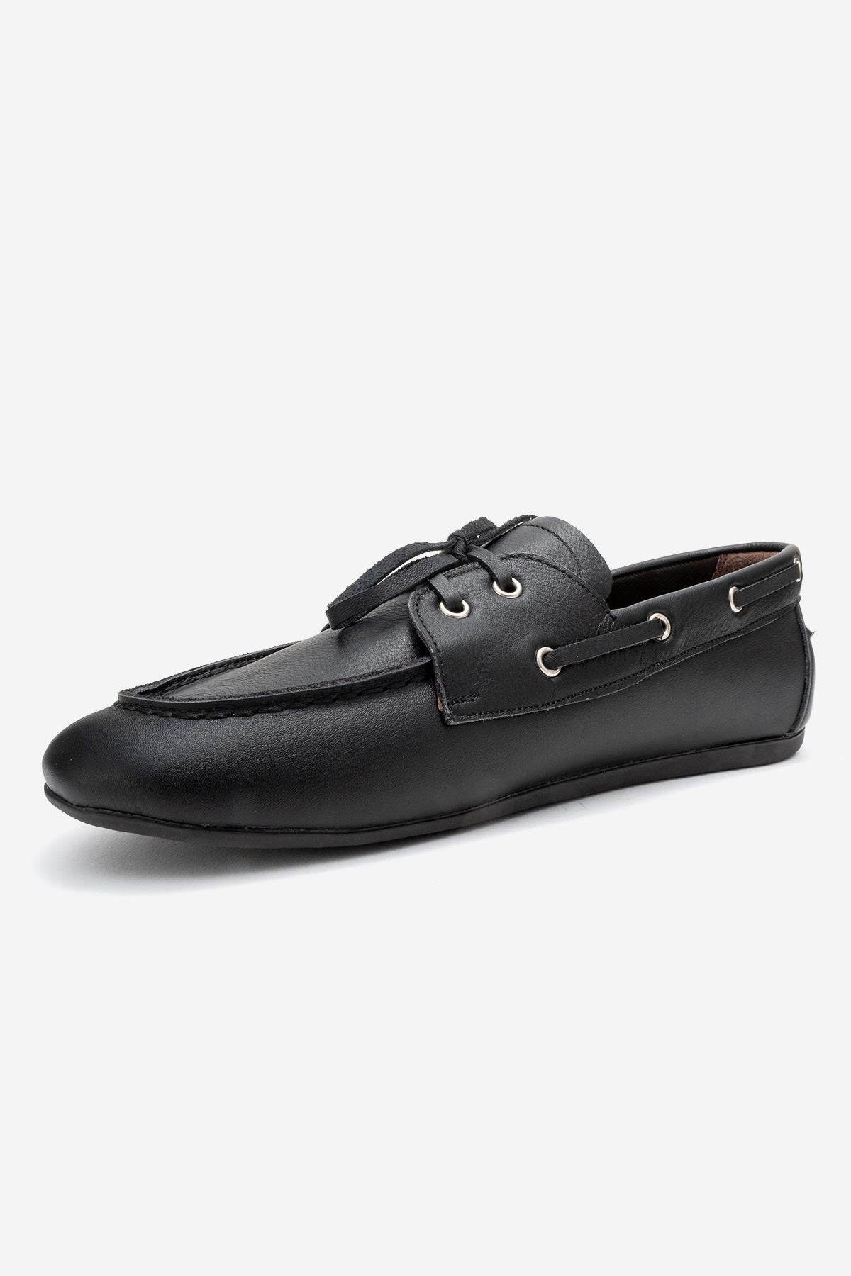 Serelis - Black Genuine Leather Lace-Up Loafer (Women) - Image 4