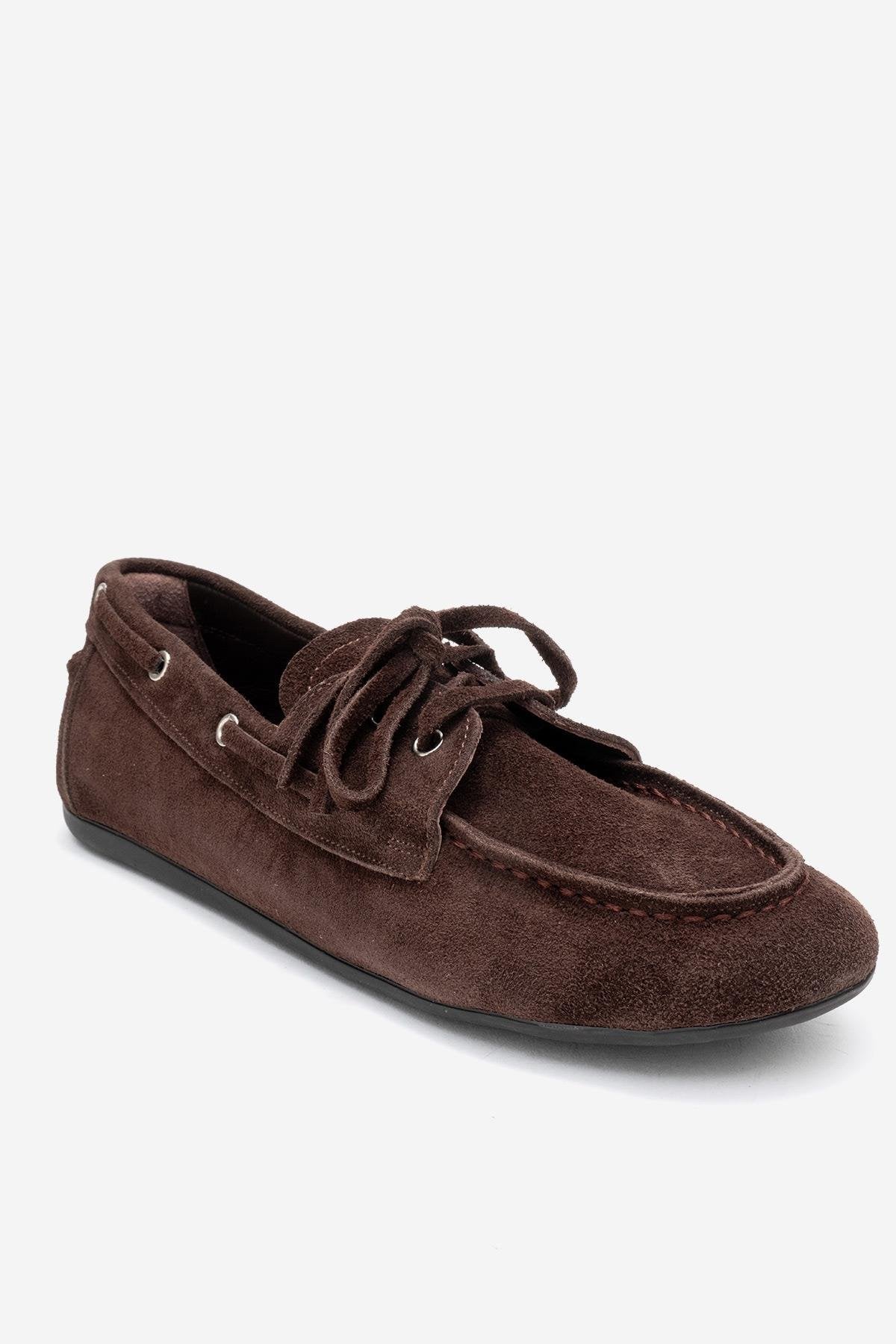 Serelis - Brown Suede Genuine Leather Lace-Up Loafer (Women) - Image 3