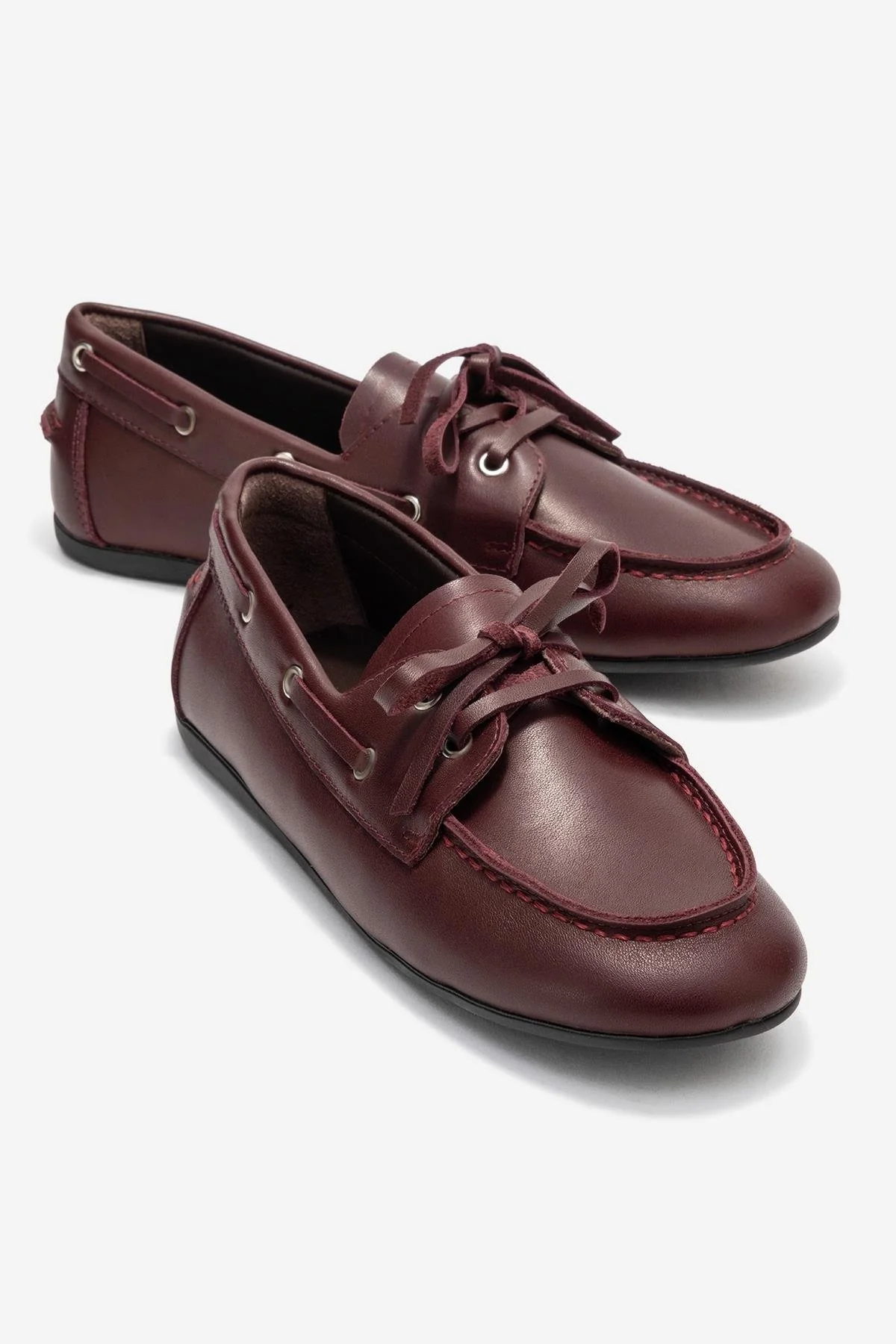 Serelis - Burgundy Genuine Leather Lace-Up Loafer (Women)