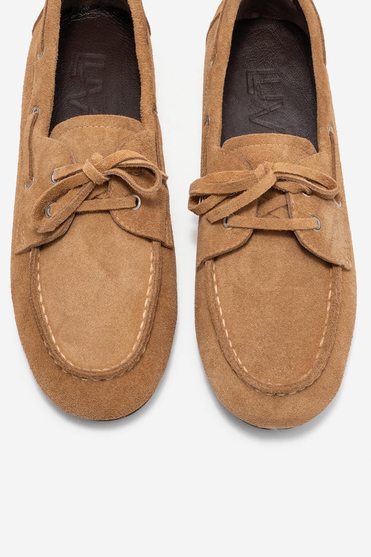Serelis - Taupe Suede Genuine Leather Lace-Up Loafer (Women) - Image 2