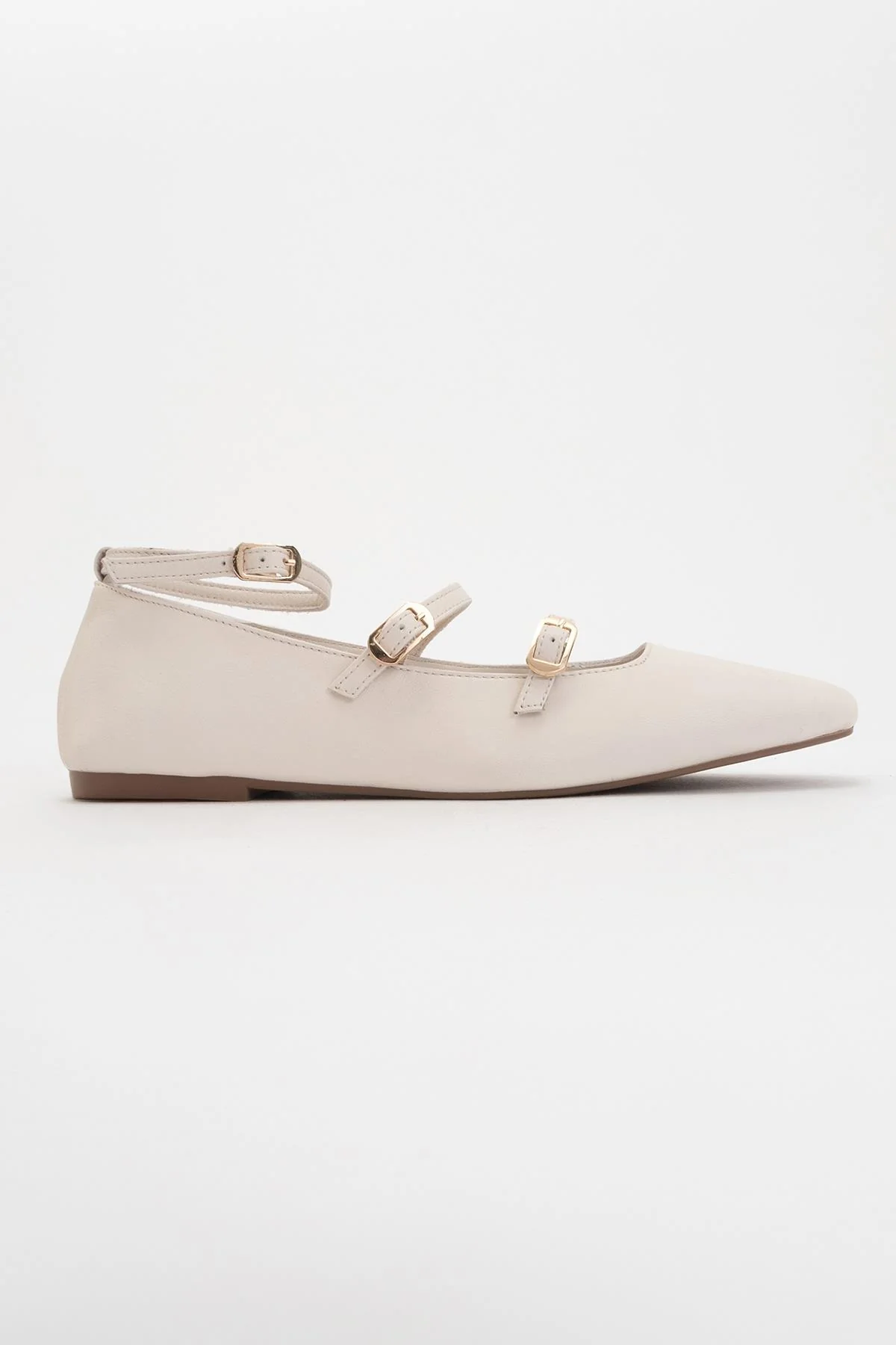 Serena - Beige Leather Mary Jane Flats - Image 5