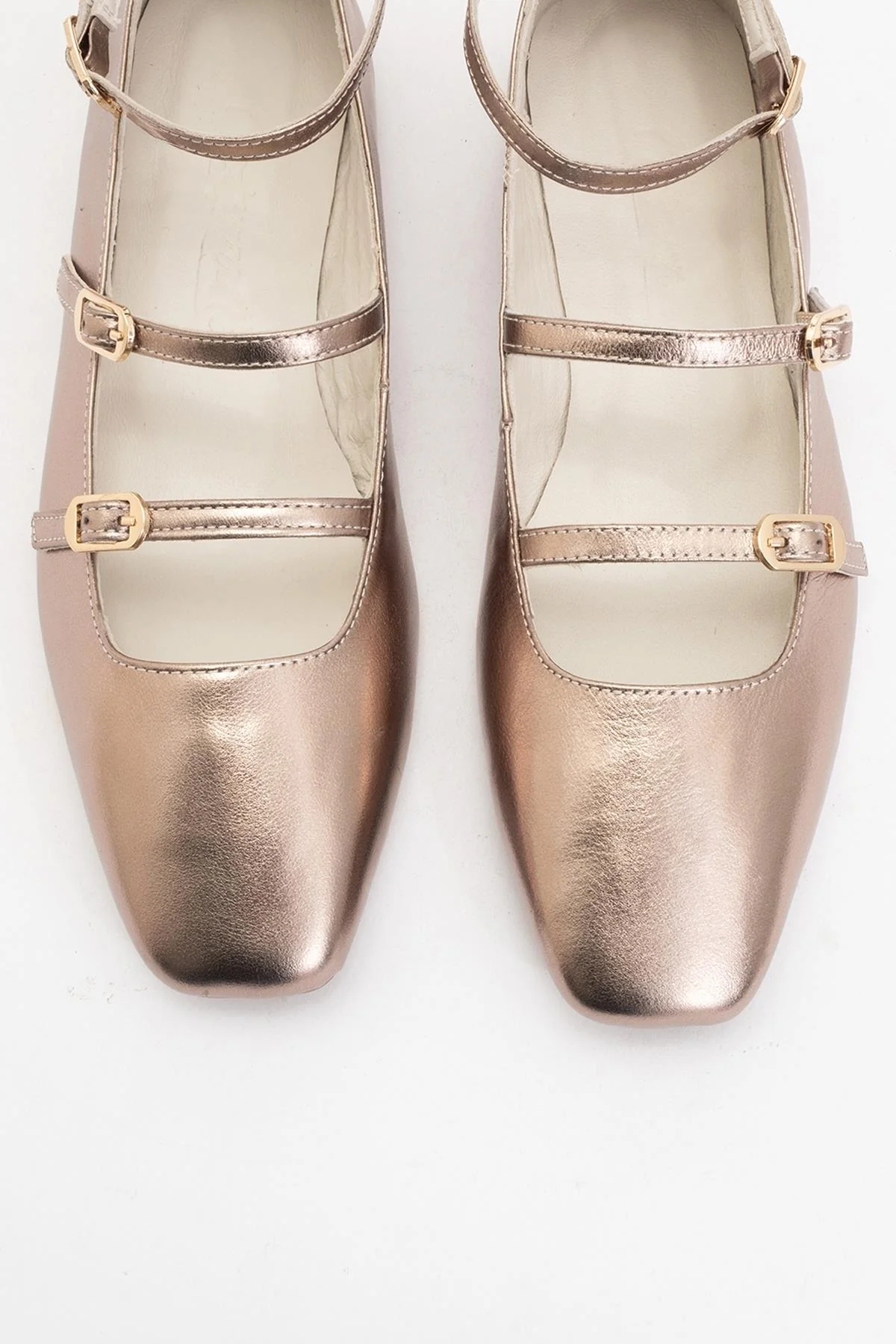 Serena - Gold Leather Mary Jane Flats - Image 2