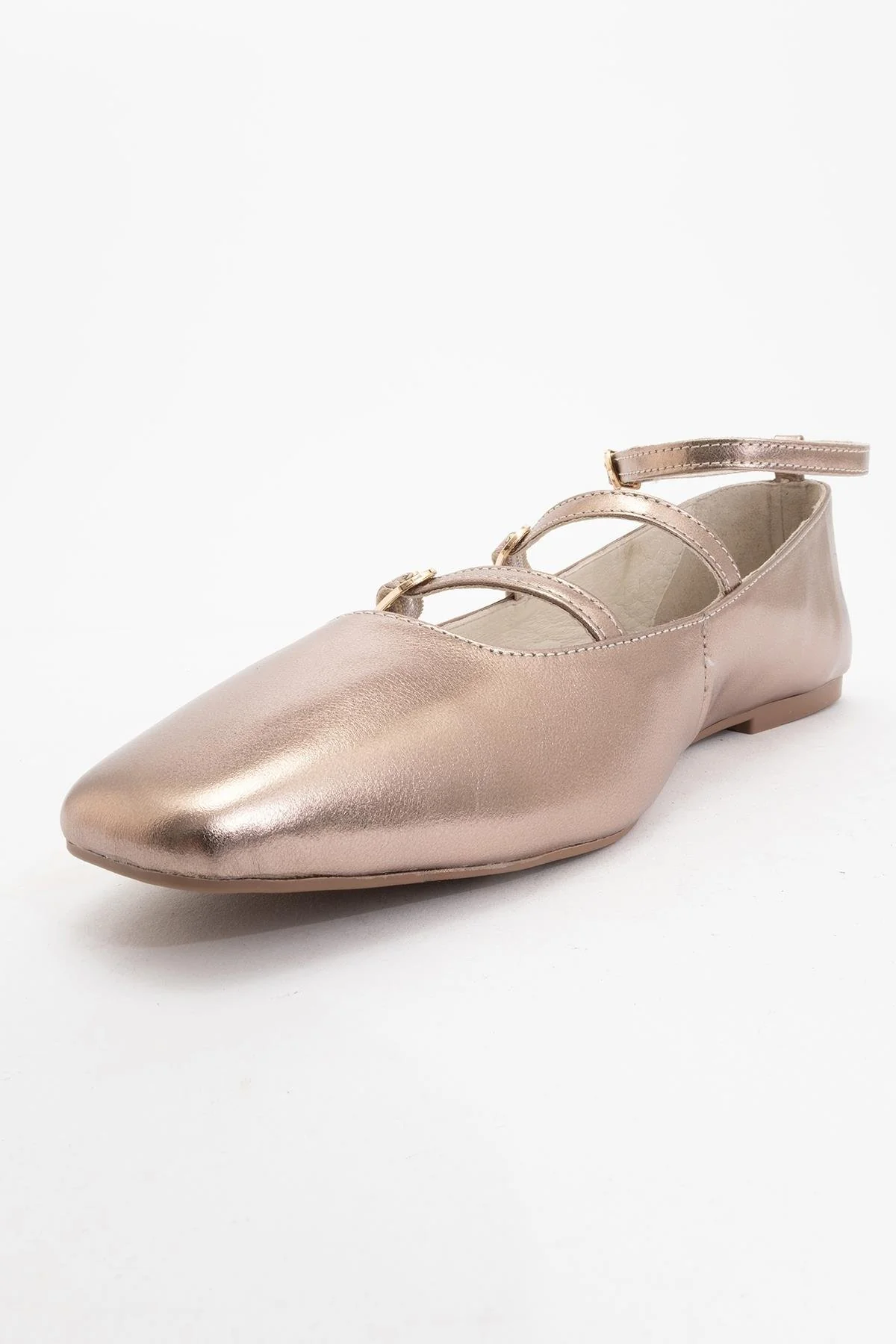 Serena - Gold Leather Mary Jane Flats - Image 3
