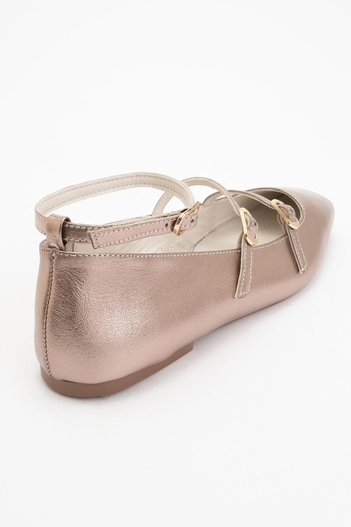 Serena - Gold Leather Mary Jane Flats - Image 4