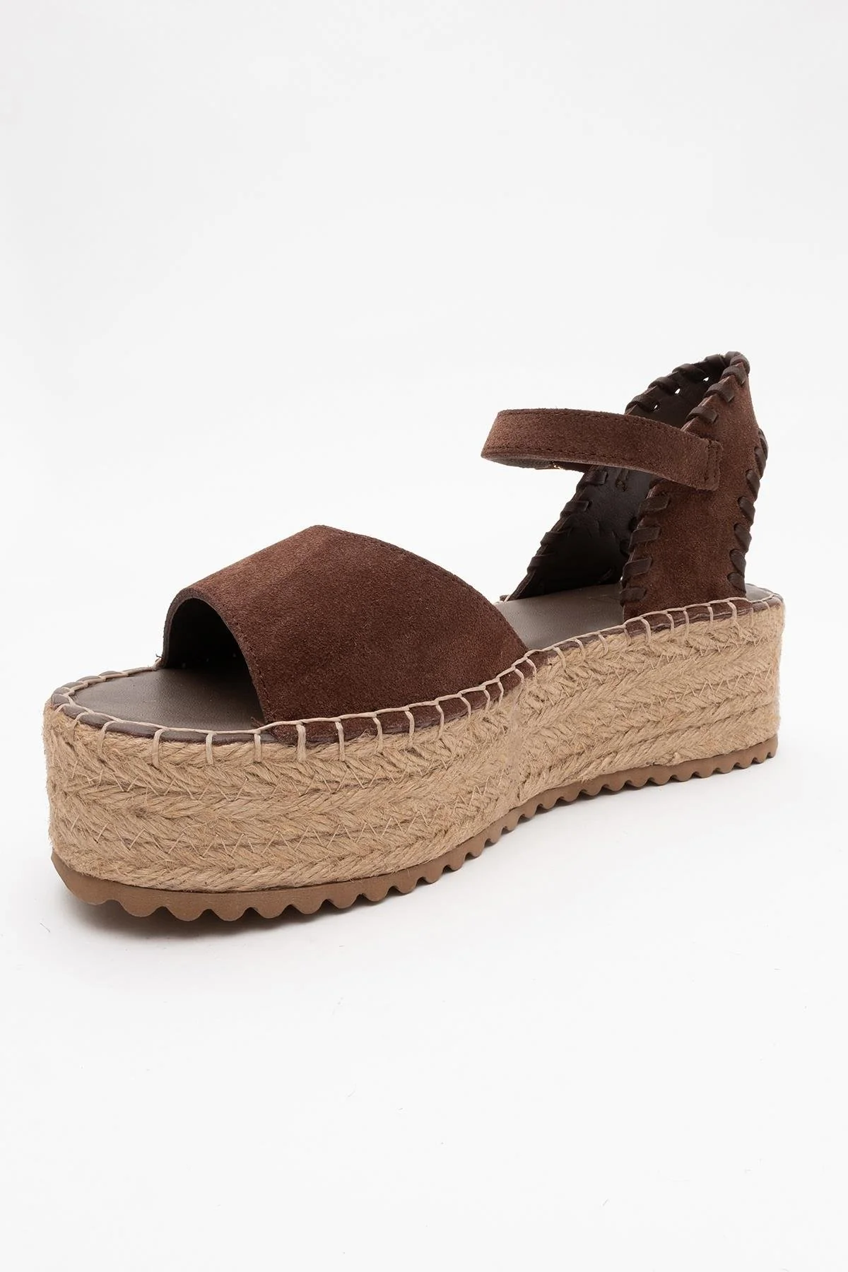 Serez - Brown Suede Leather Platform Espadrilles Sandal (Women) - Image 3