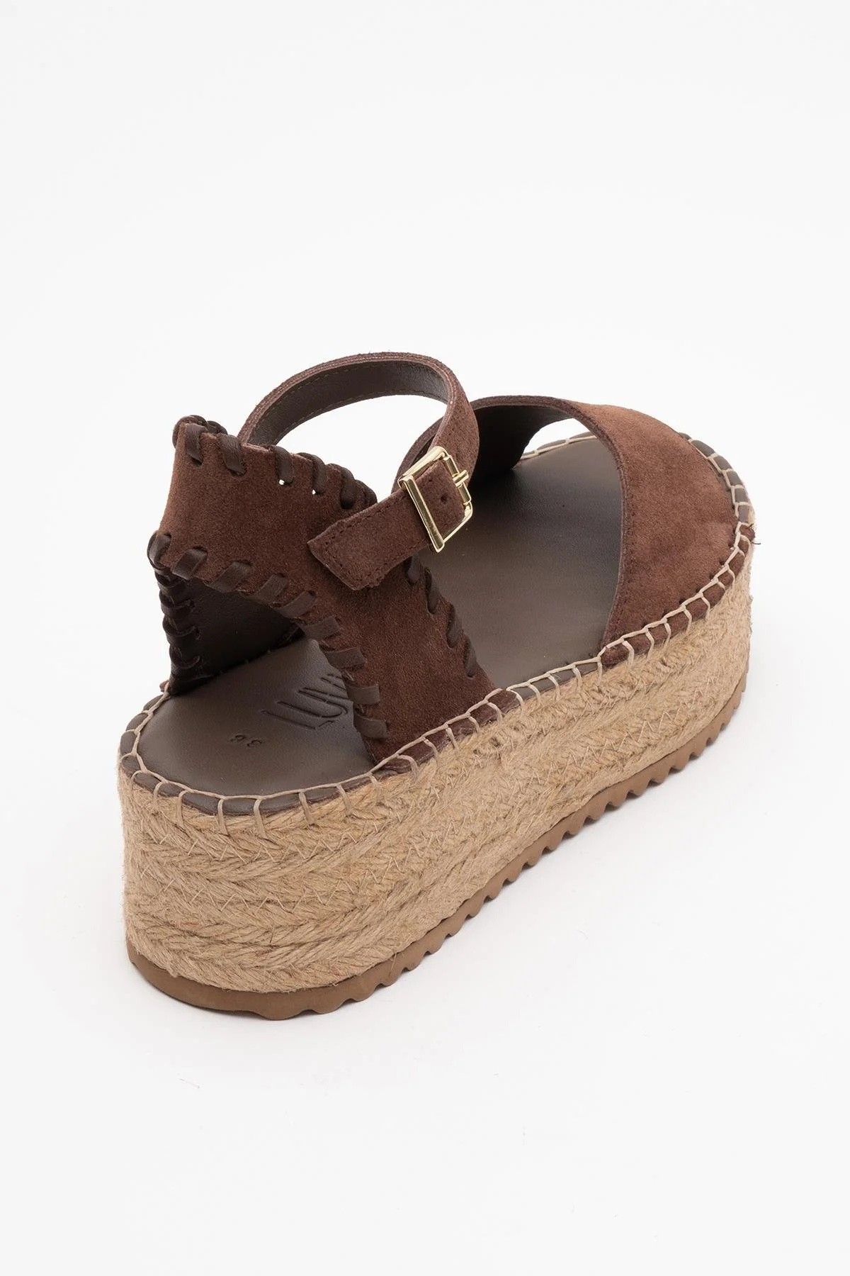 Serez - Brown Suede Leather Platform Espadrilles Sandal (Women) - Image 4