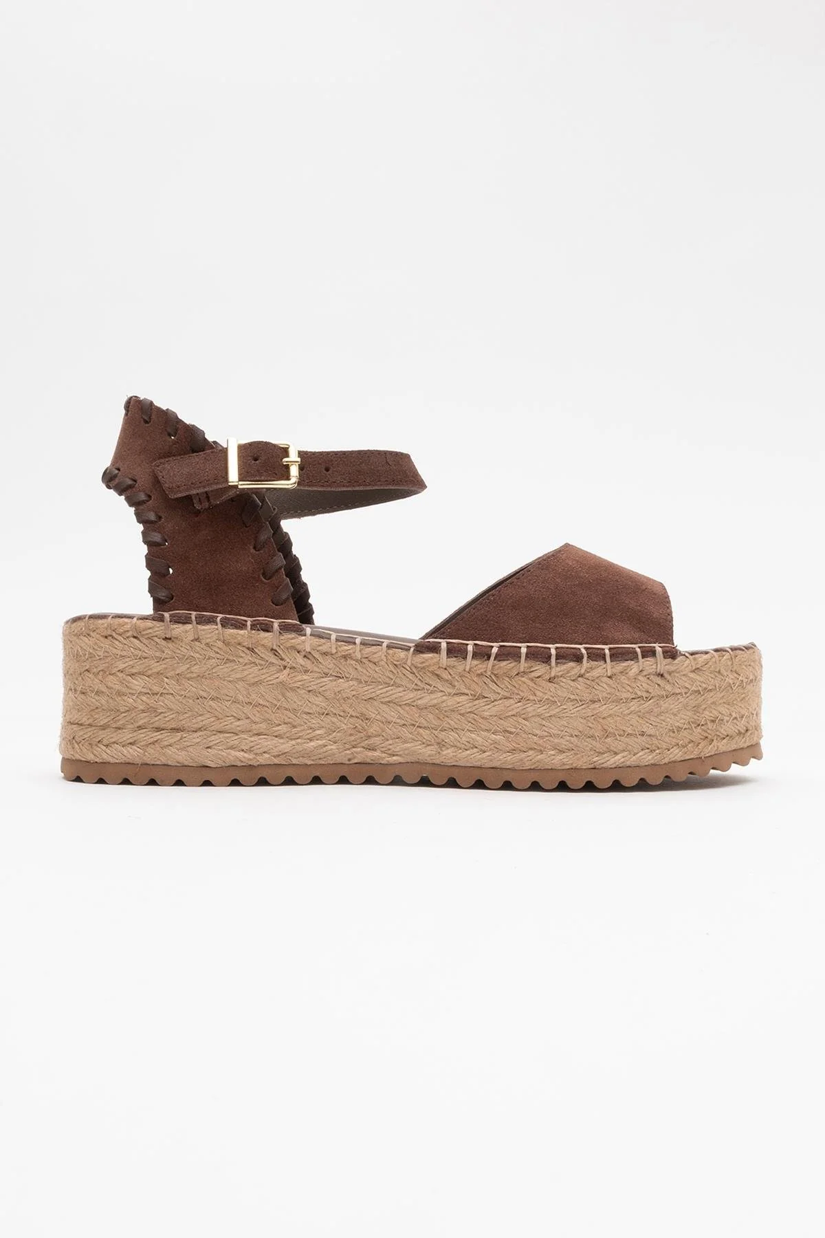 Serez - Brown Suede Leather Platform Espadrilles Sandal (Women) - Image 5
